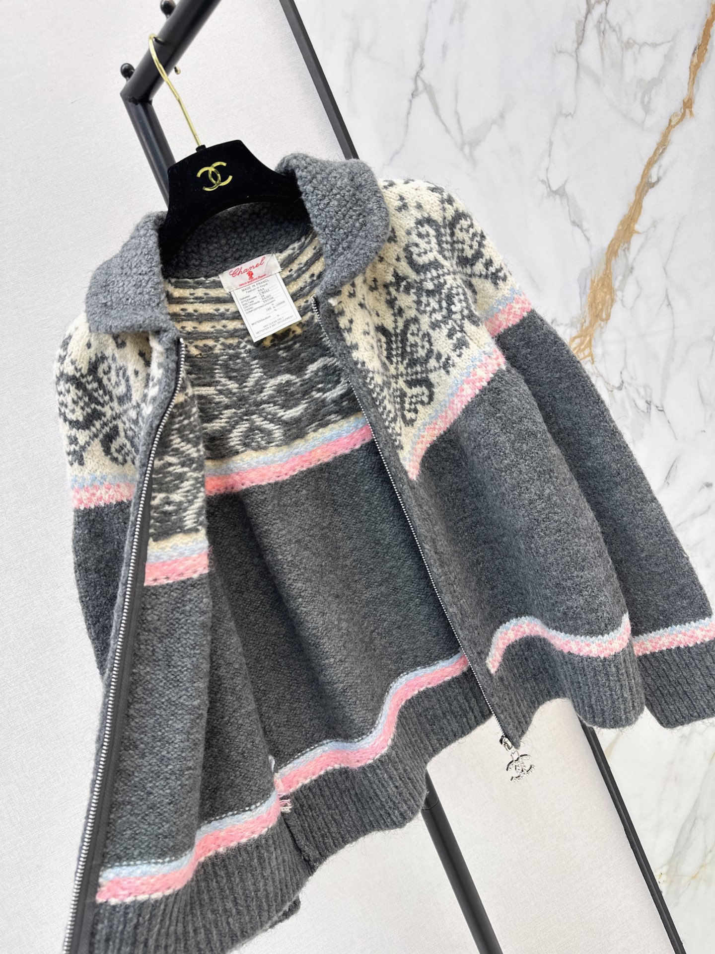 Chan 26fw fair is了zipper knit cardigan