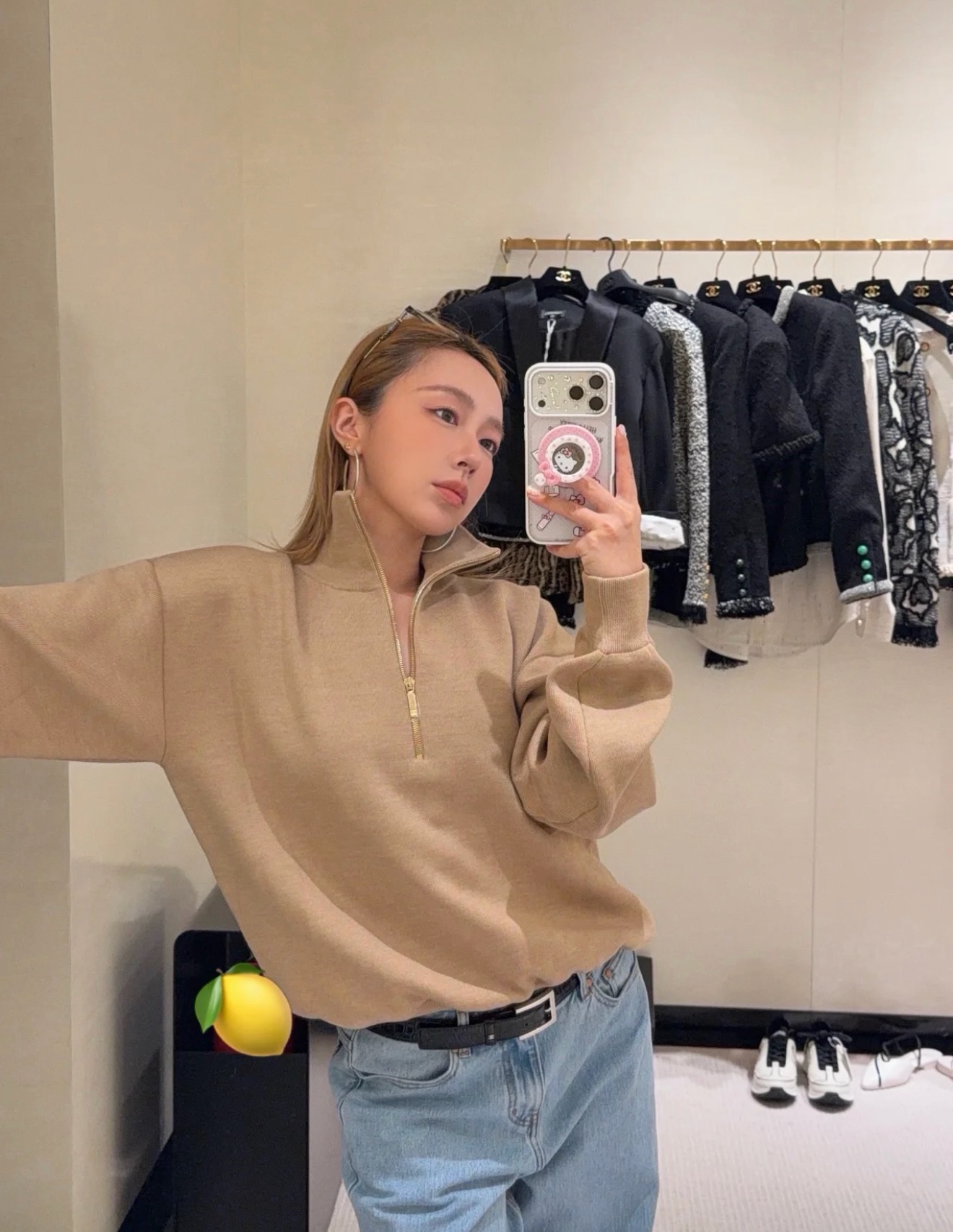 Chan 26fw zip-up knitwear