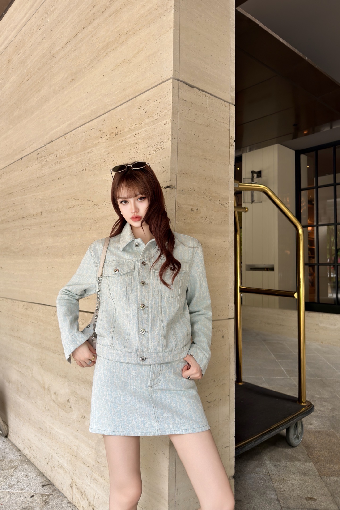 CD 26ss jacquard denim skirt