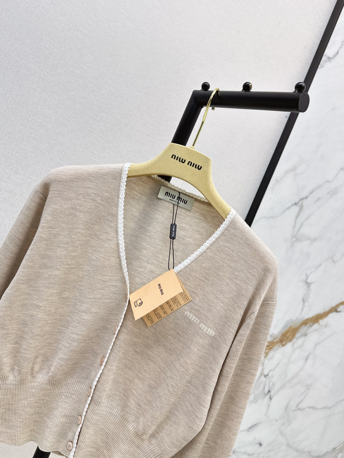Miu 26ss lace trim cardigan