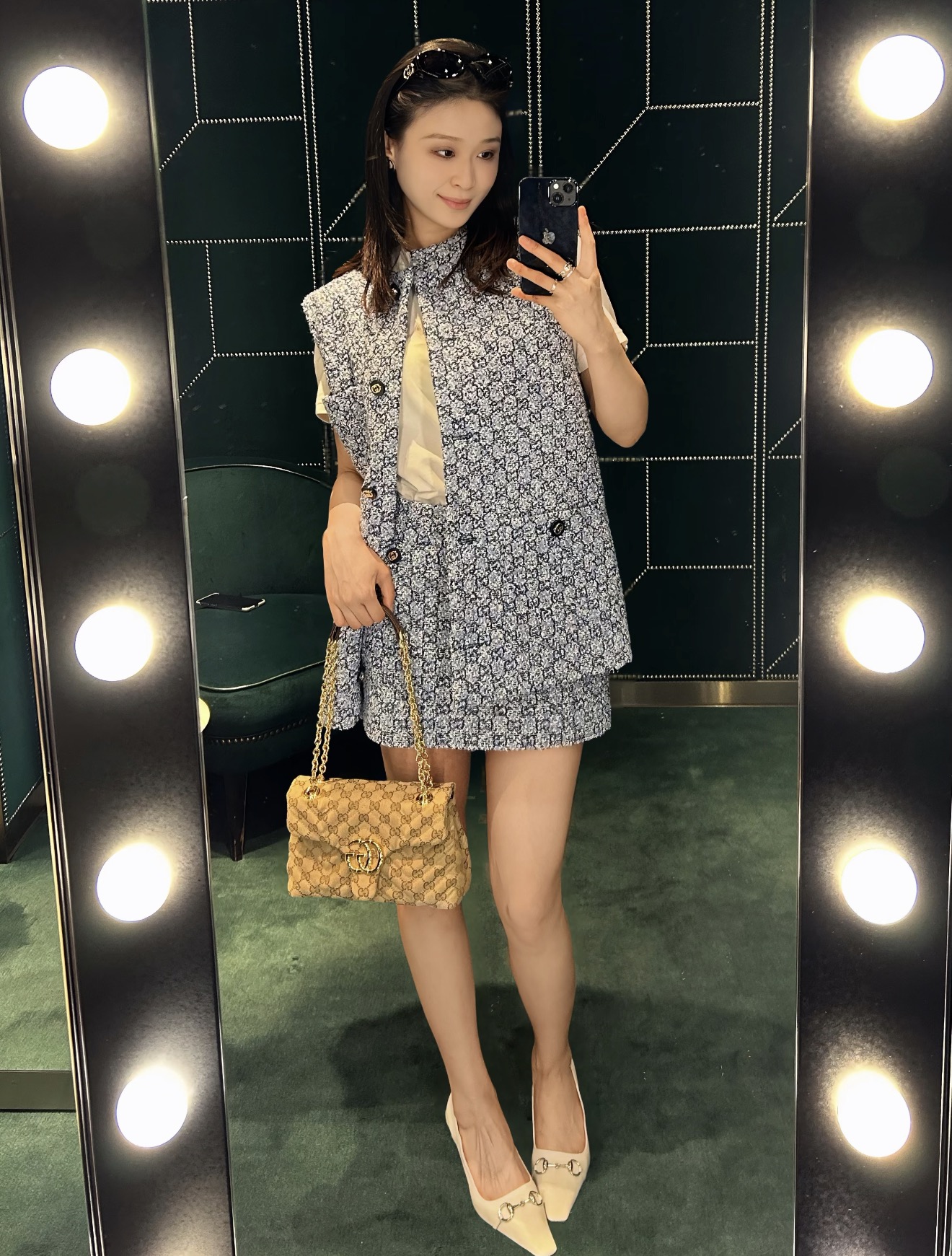 Guc 26ss jacquard tweed skirt