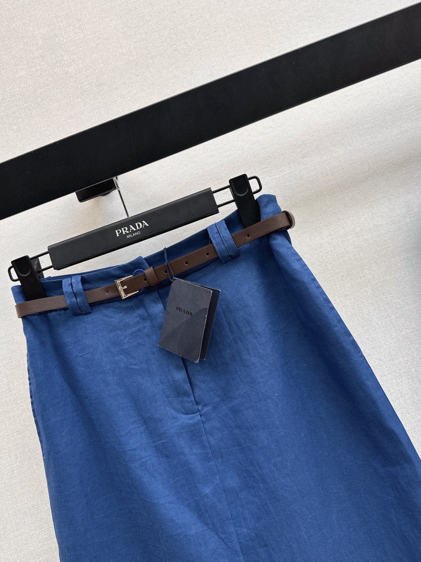 Pra 26ss linen belted skirt