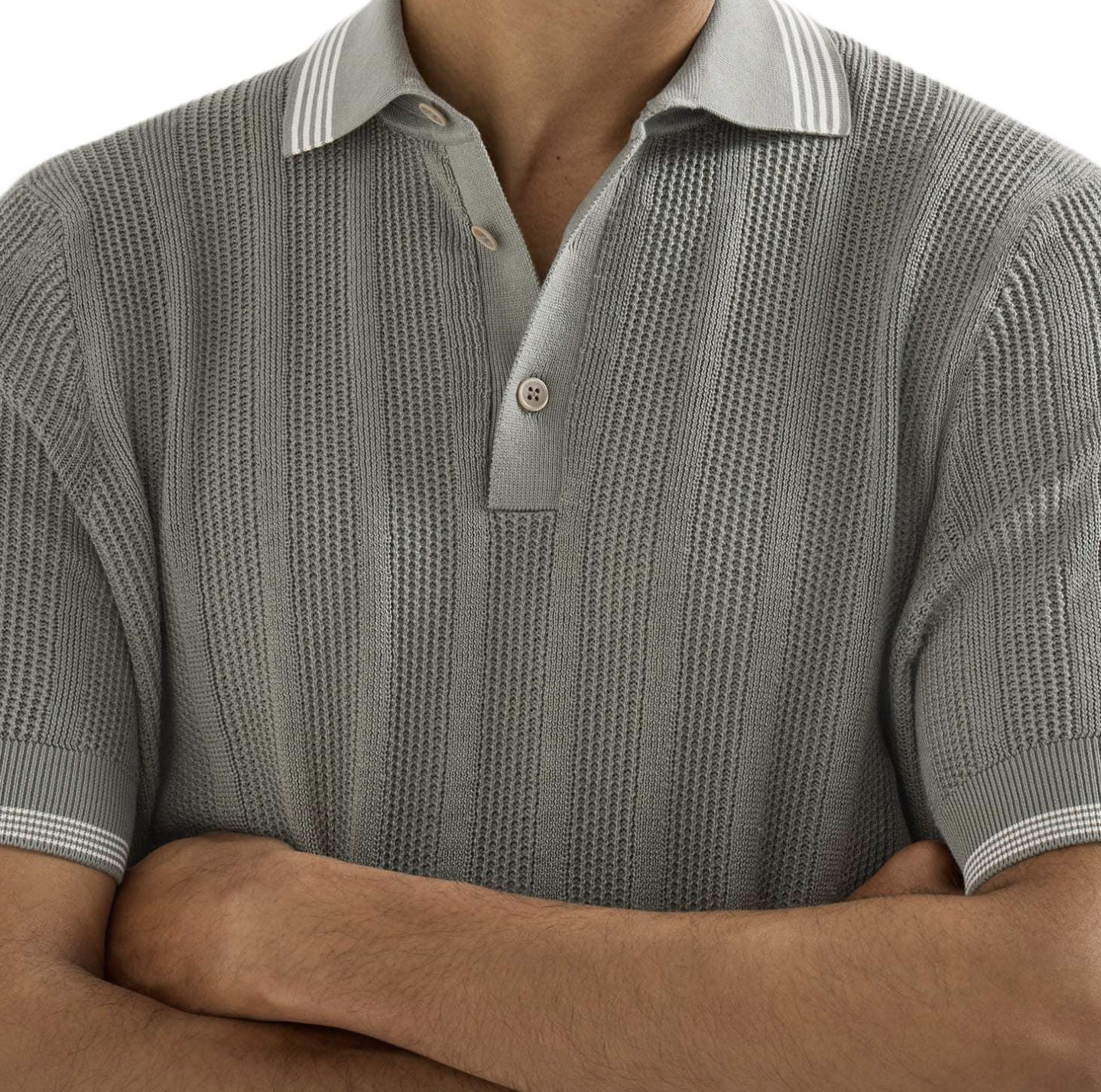 Brunello striped collar Polo