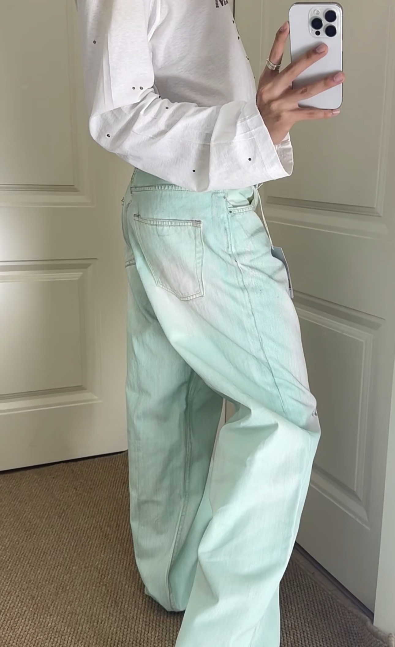 Acne washed wide-leg jeans