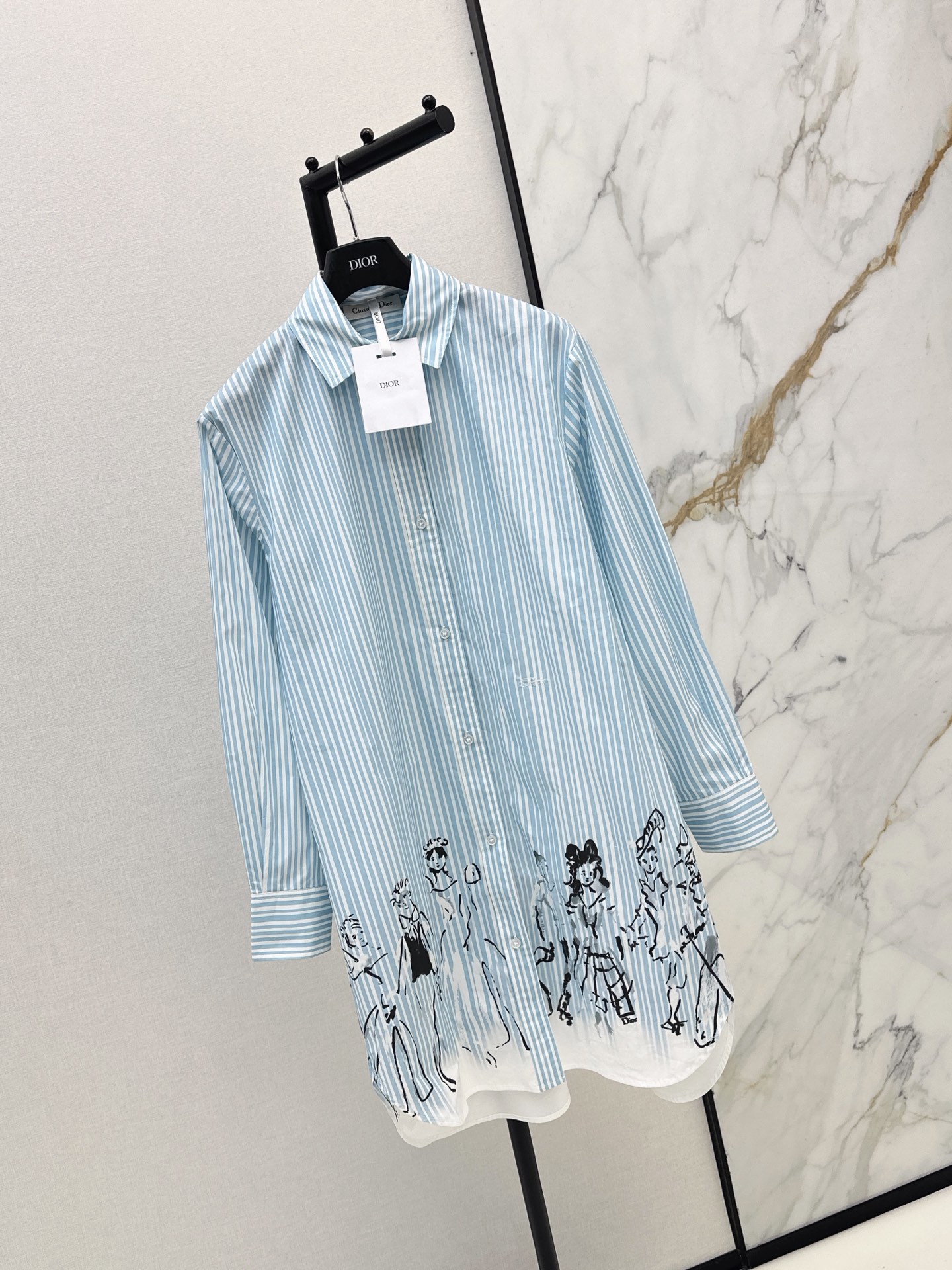 CD 26ss stripe print shirt dress