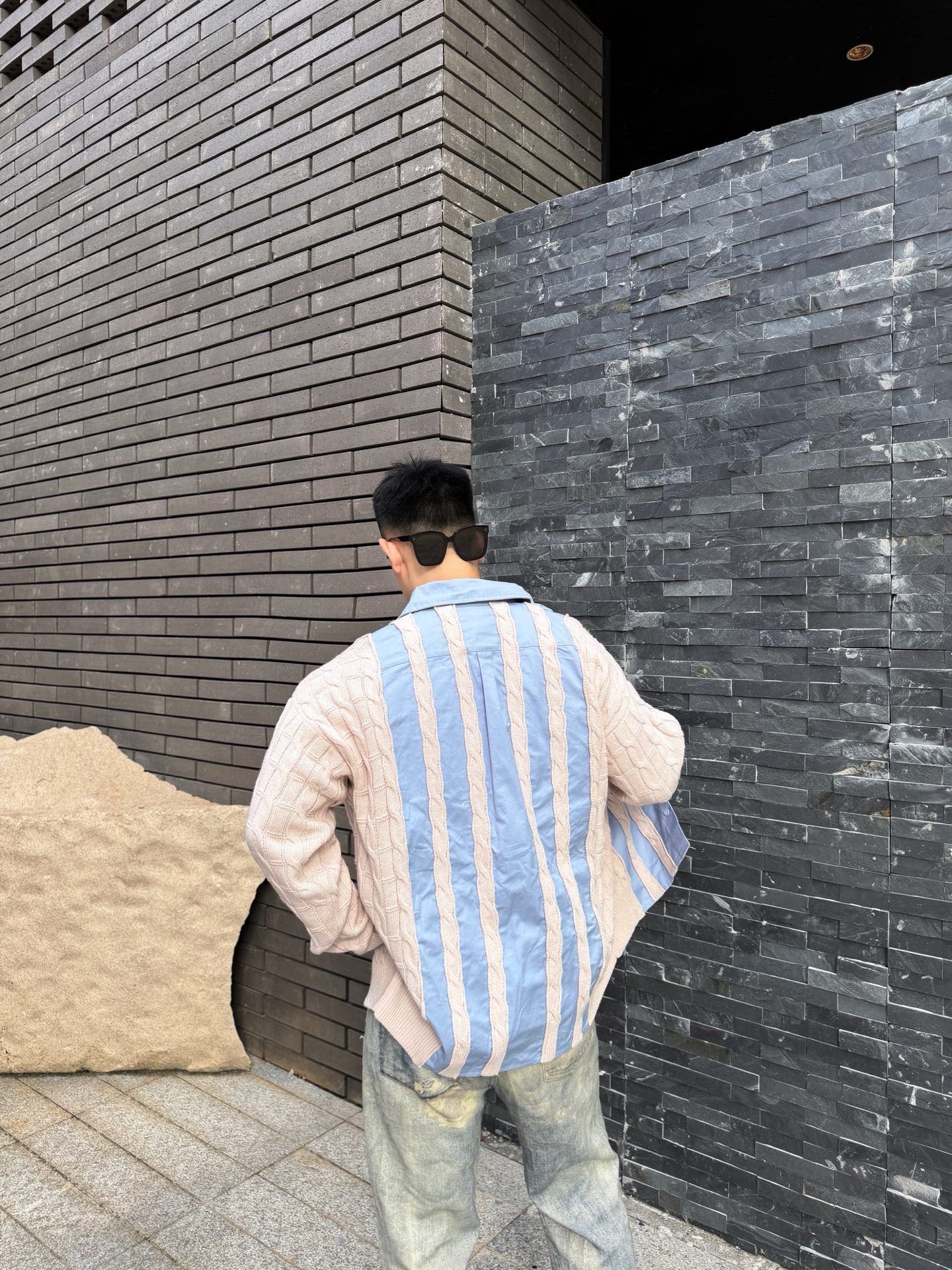 Loe embroidered splicing shirts