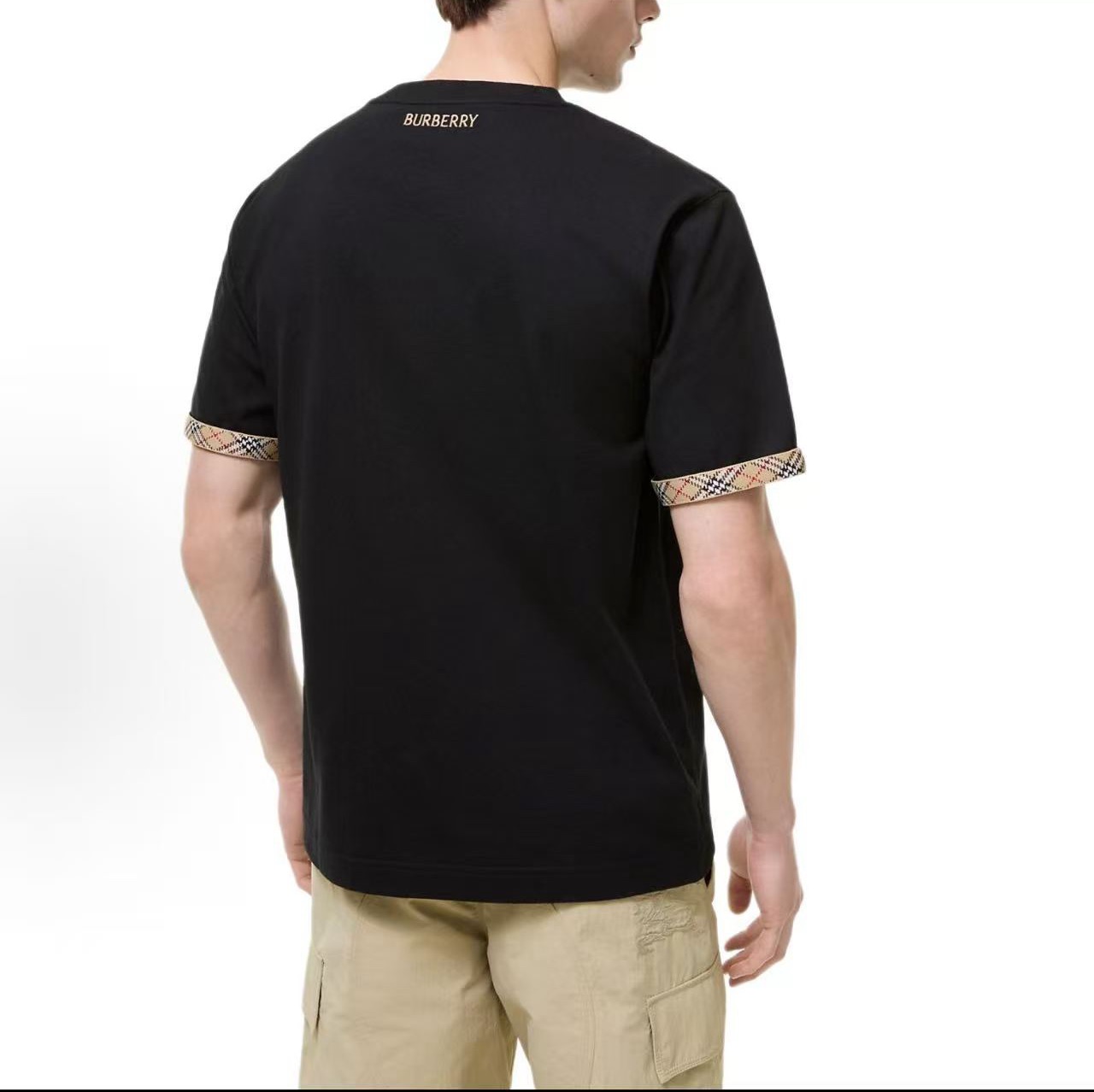 Bur cuffs plaid t-shirt