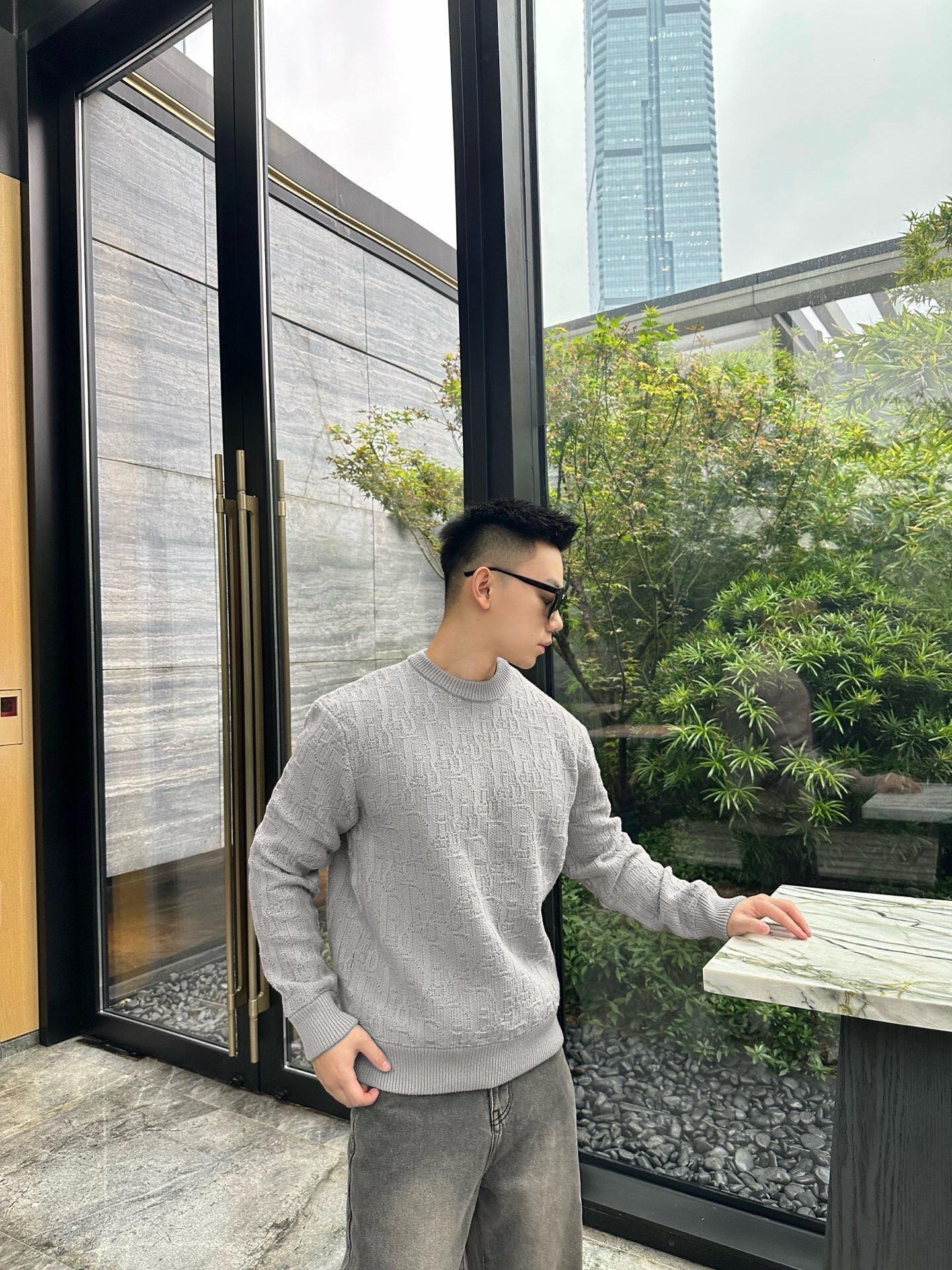 CD jacquard knit sweater