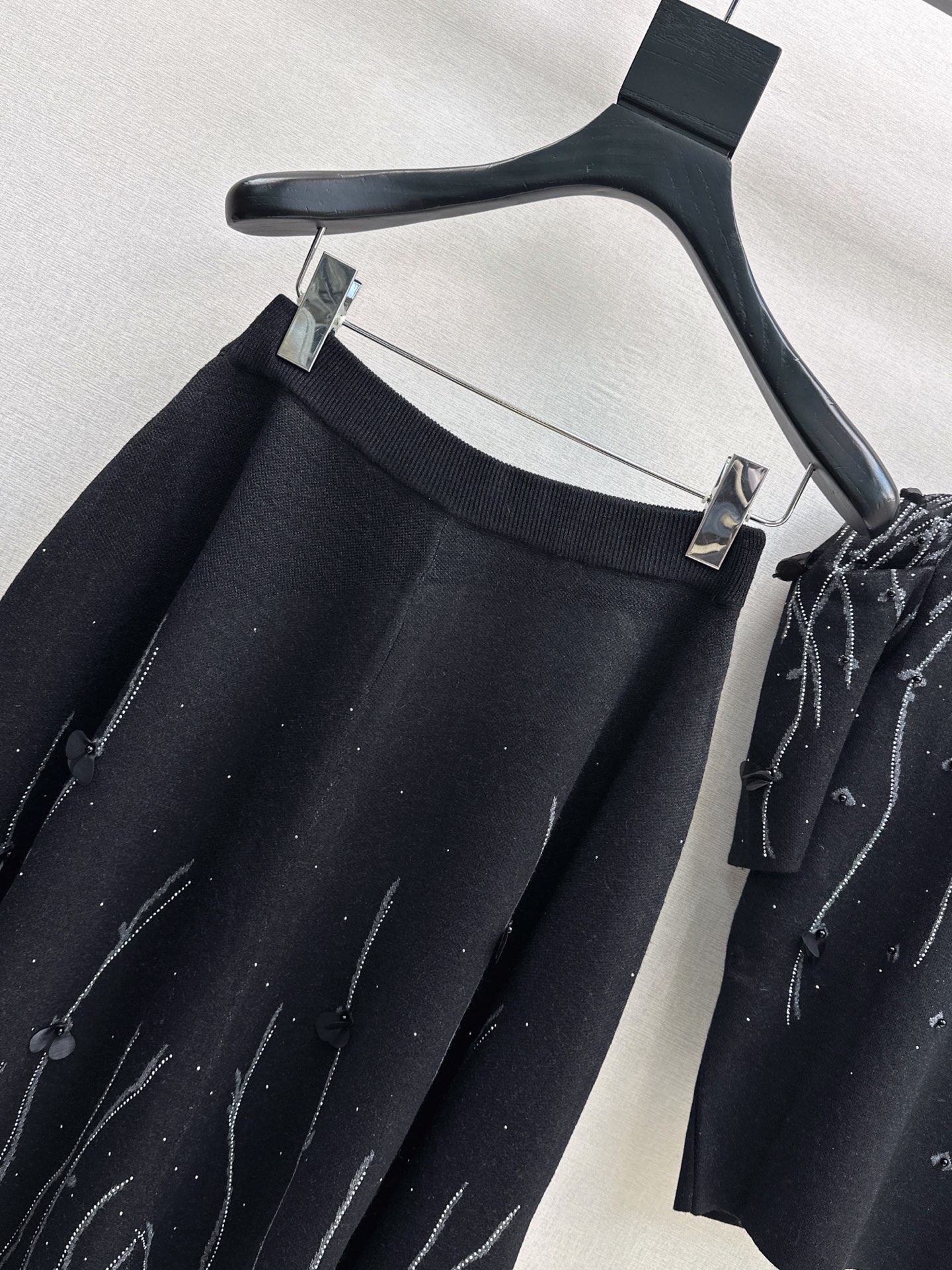 Chan 26fw rhinestone knitwear skirt sets