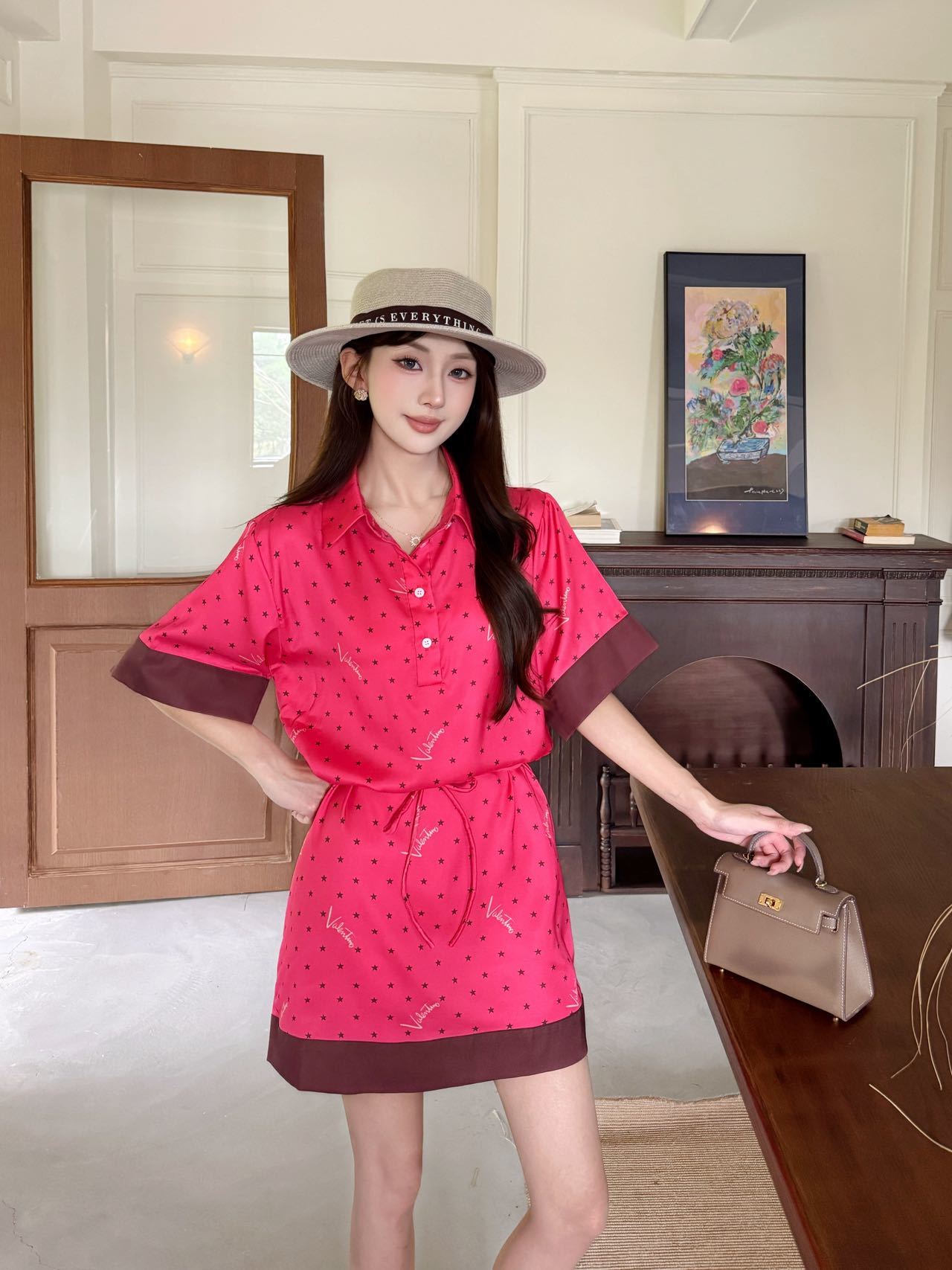Valen 26fw print shirt dress