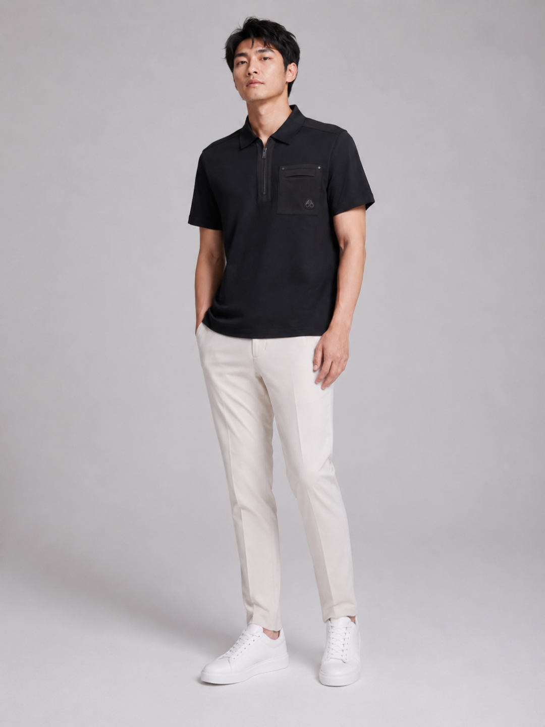 Moose zip-up pocket Polo