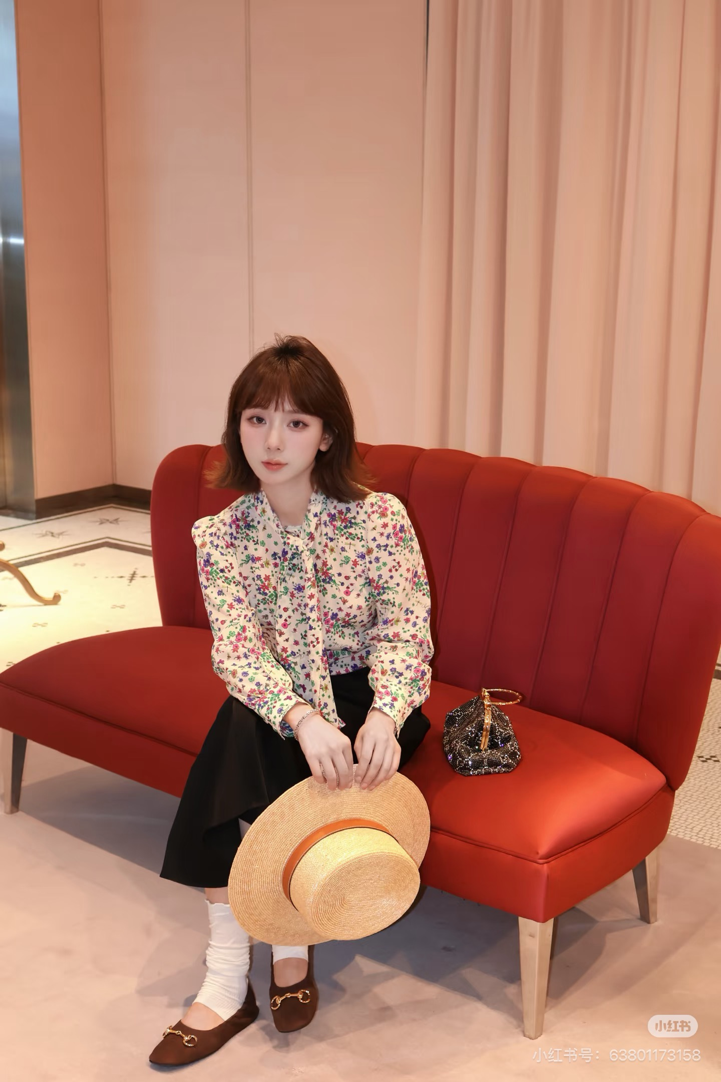 Guc 26ss print floarl silk shirt