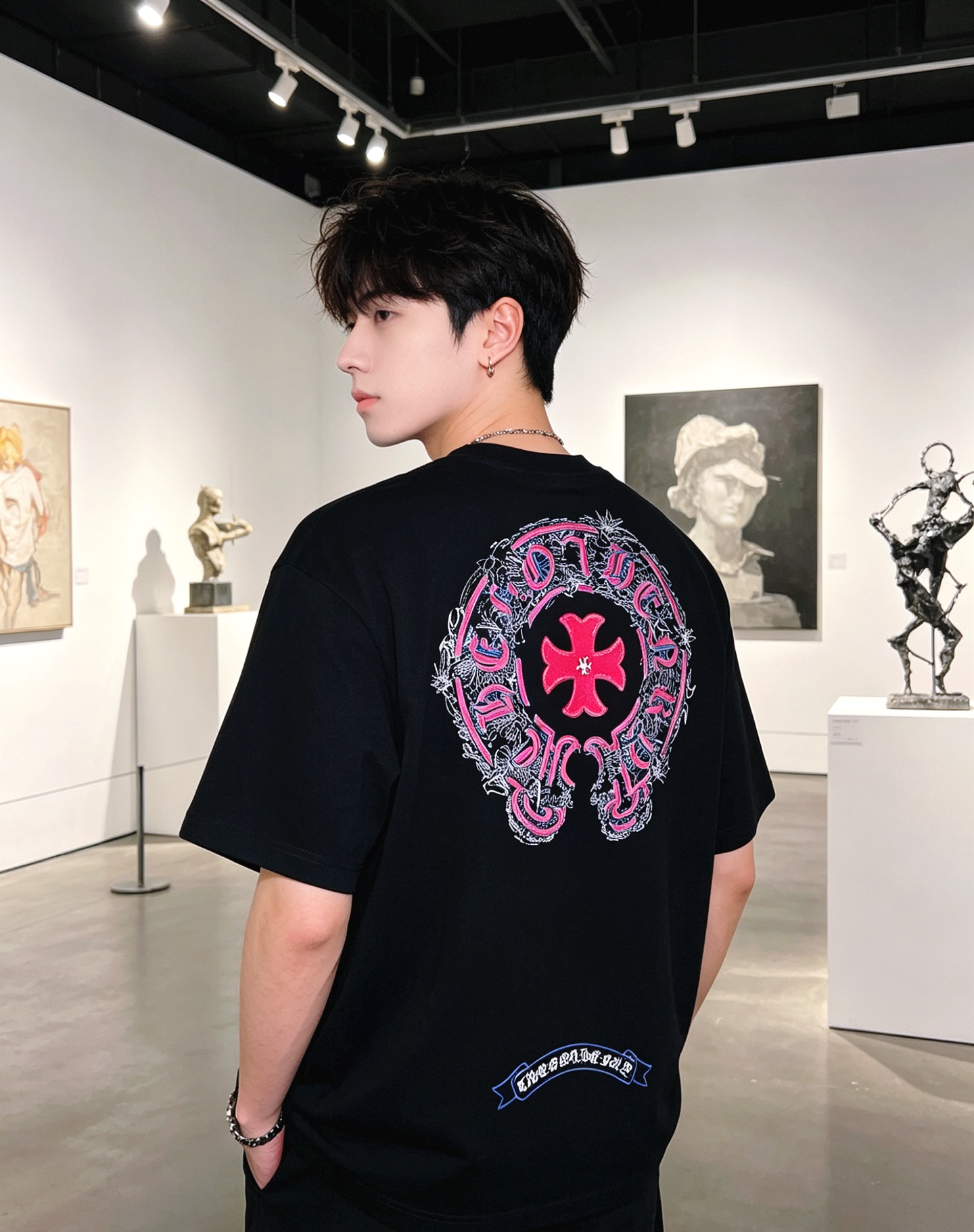 Chrome cross applique t-shirt