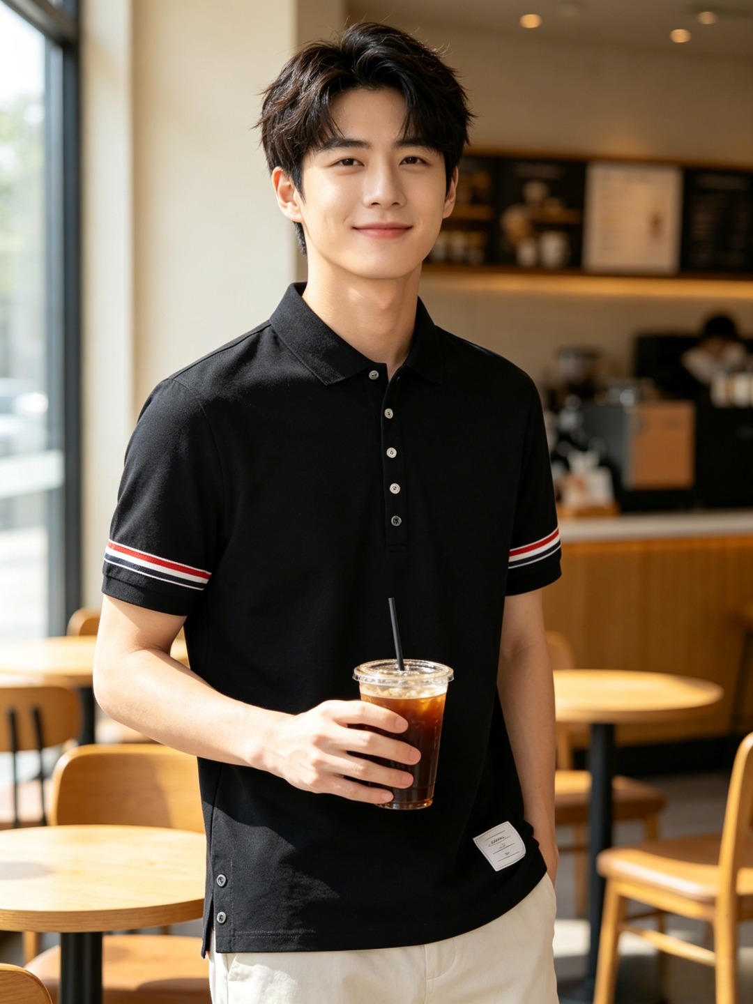 Thom contrast stripe Polo