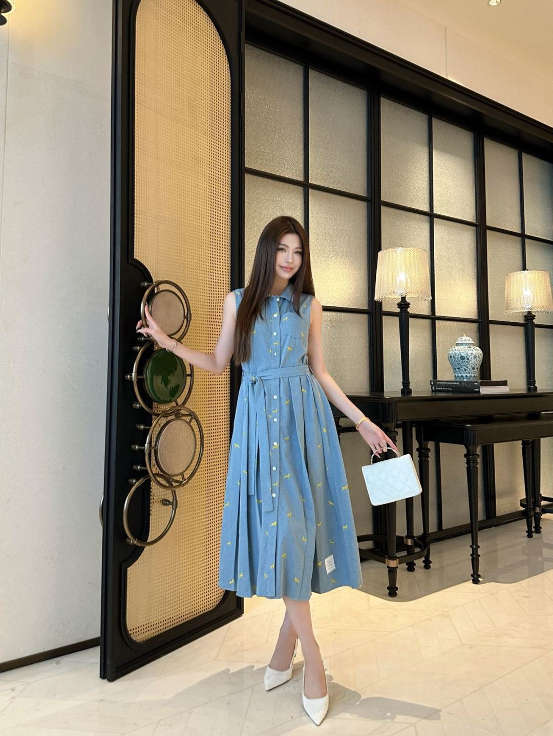 Thom 26ss embroidery sleeveless dress