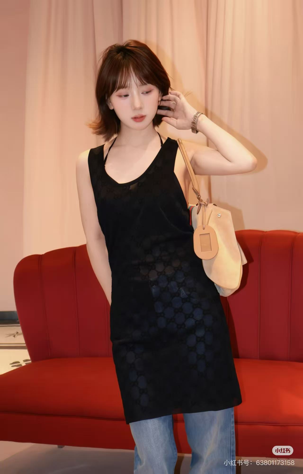 Guc 26ss sleeveless lace dress
