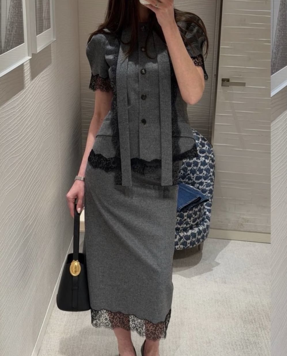 CD 26fw contract lace A-line skirt