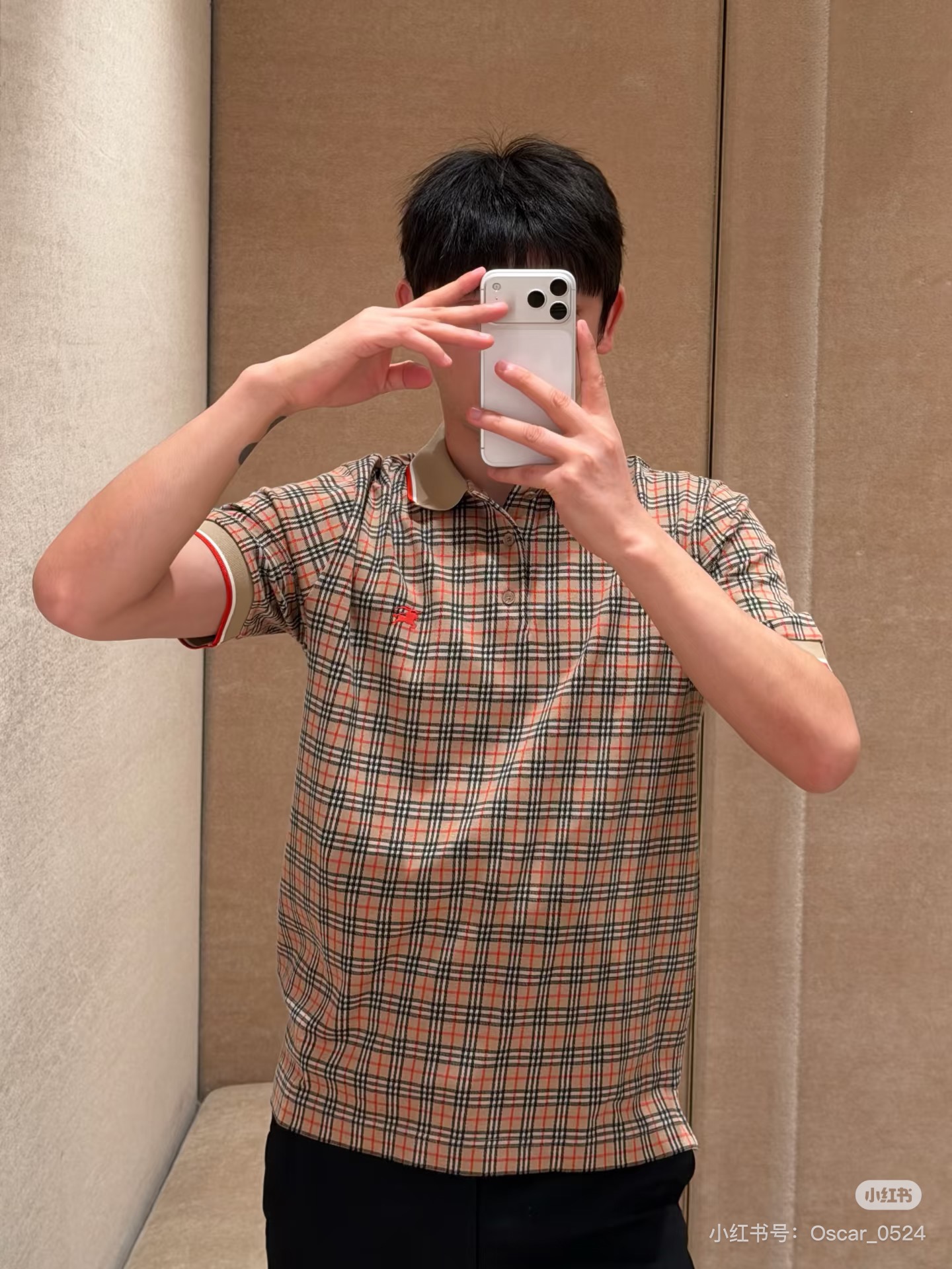 Bur embroidered plaid Polo
