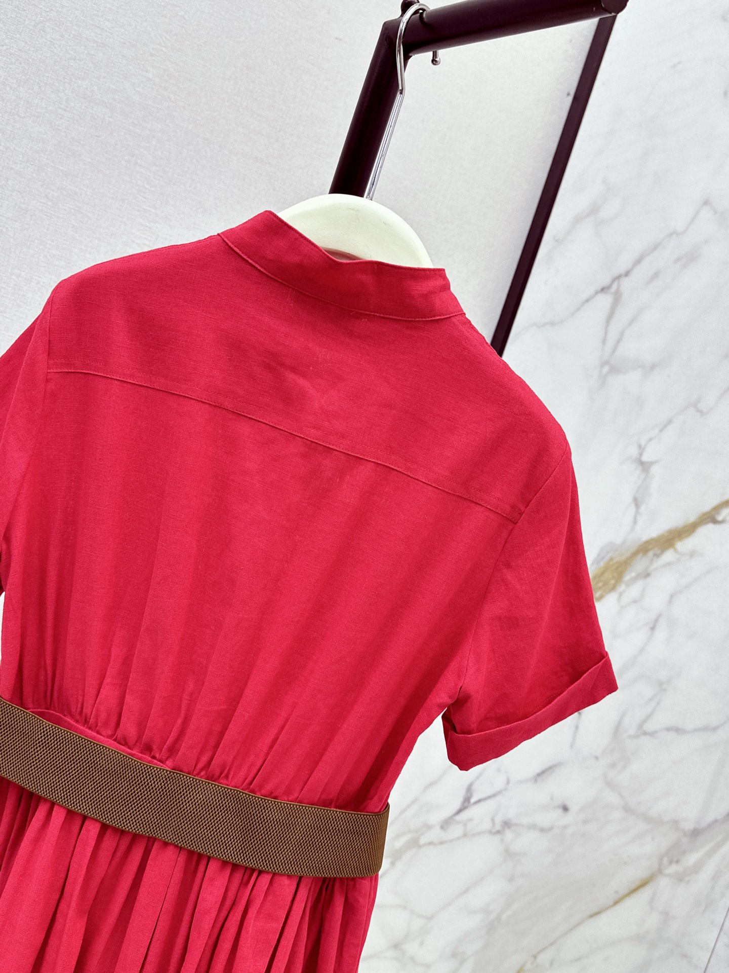 Chol 26ss belted linen dress