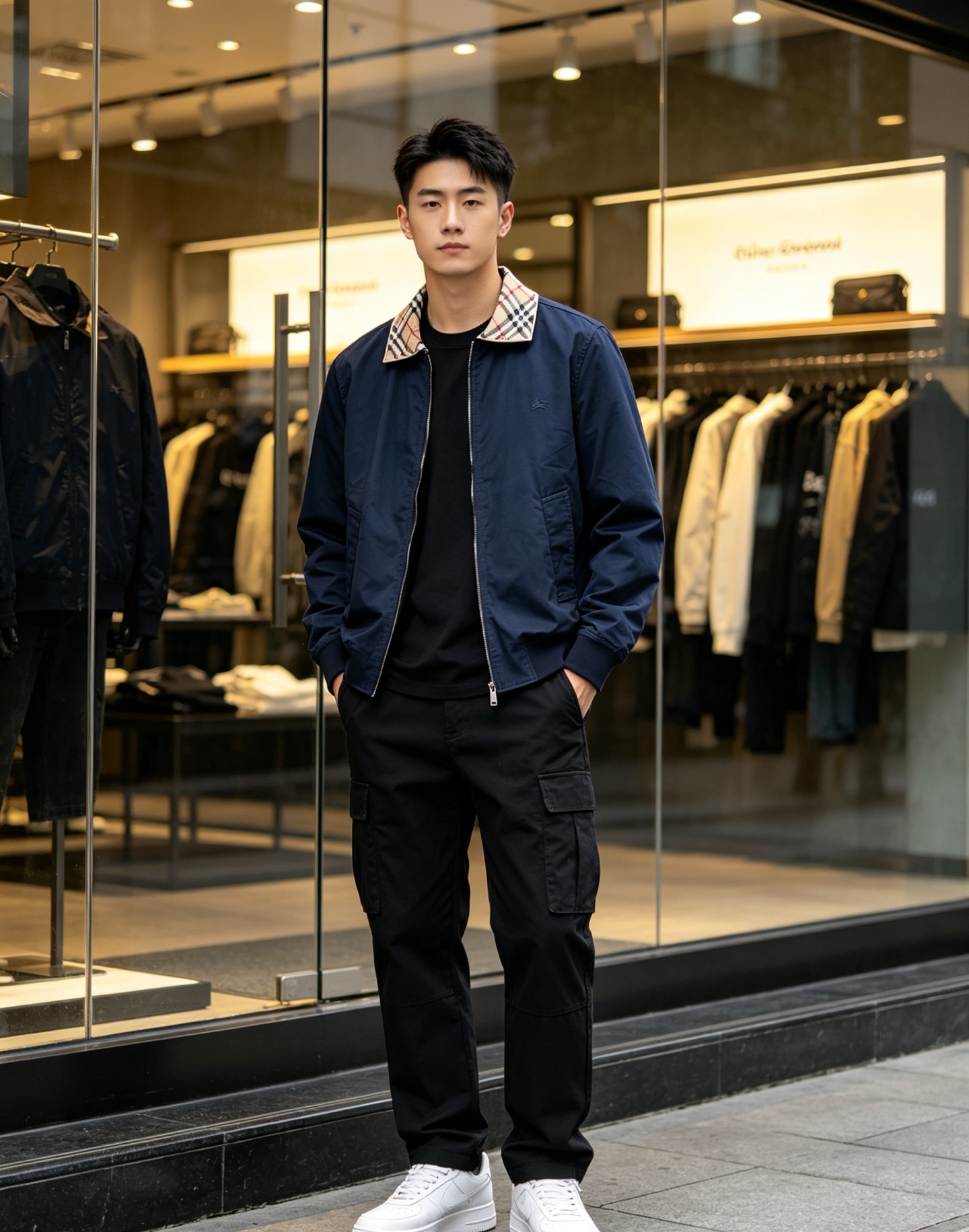 Bur plaid collared jacket