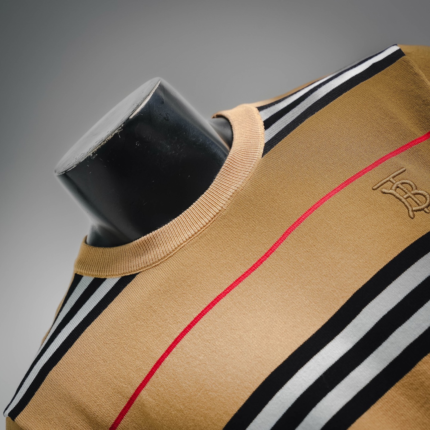Bur embroidered striped t-shirt