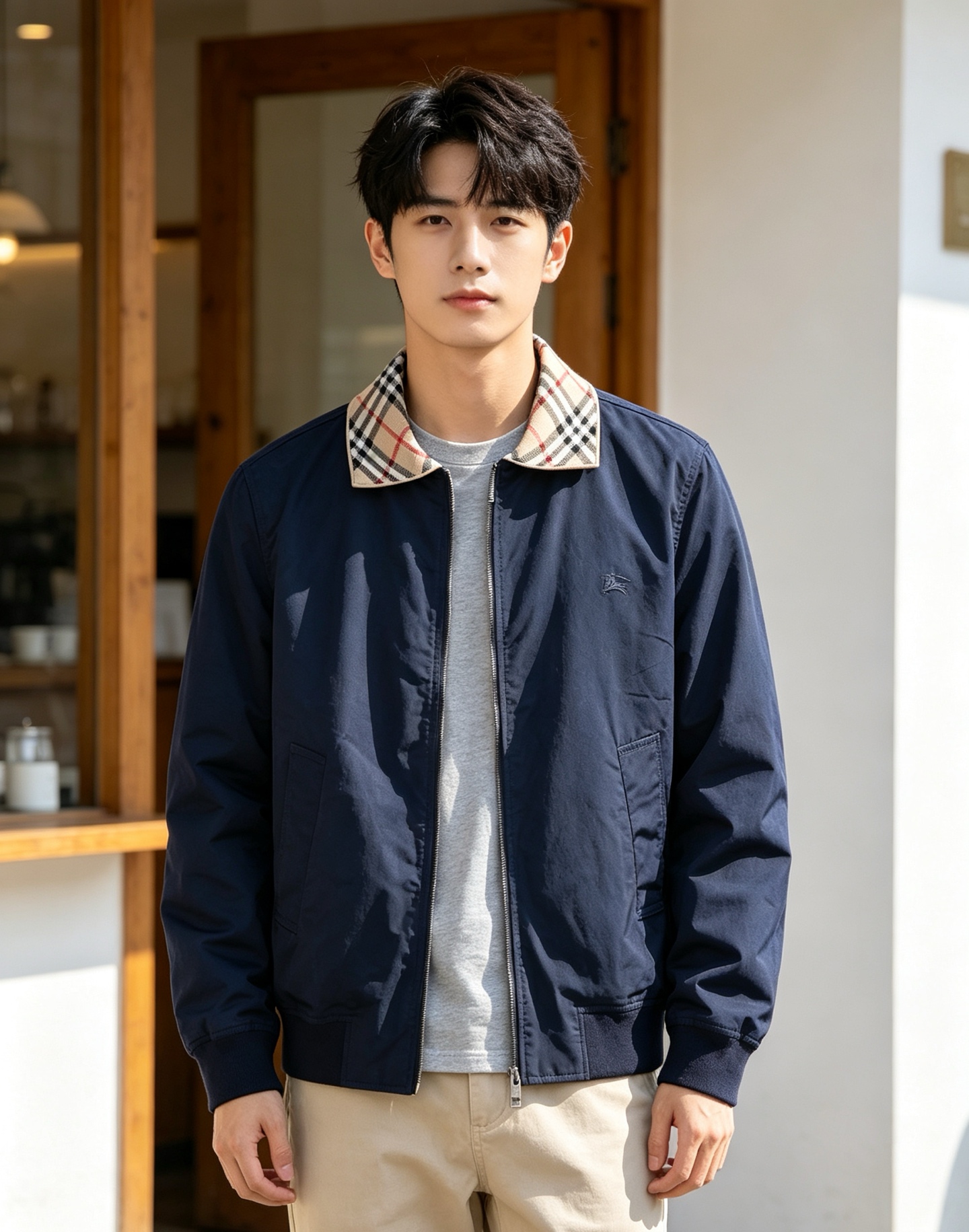 Bur plaid collared jacket
