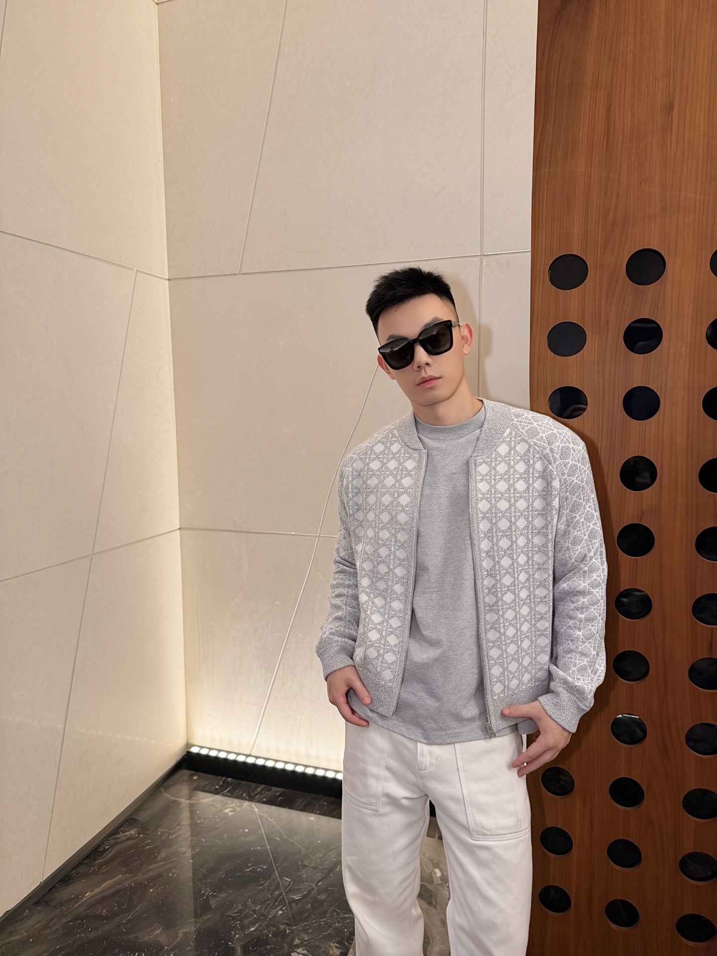 CD jacquard knit jacket