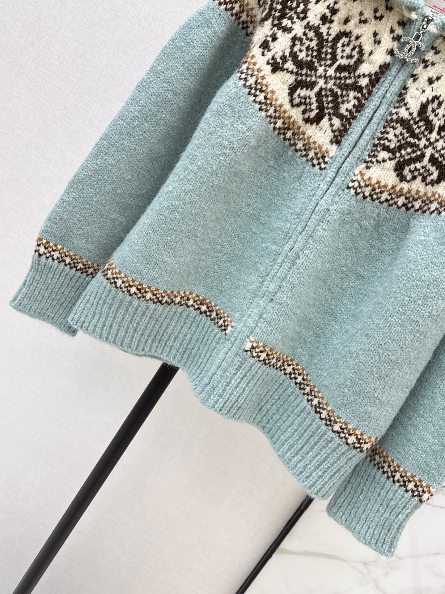 Chan 26fw fair is了zipper knit cardigan
