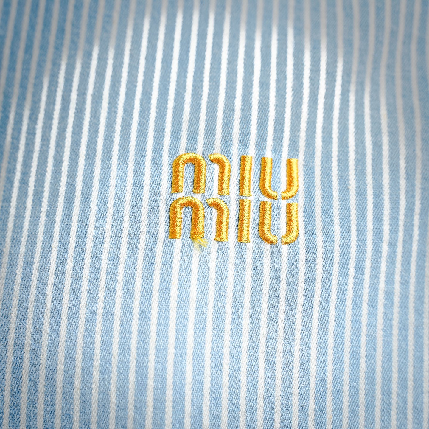 Miu vertical stripe denim zip jacket