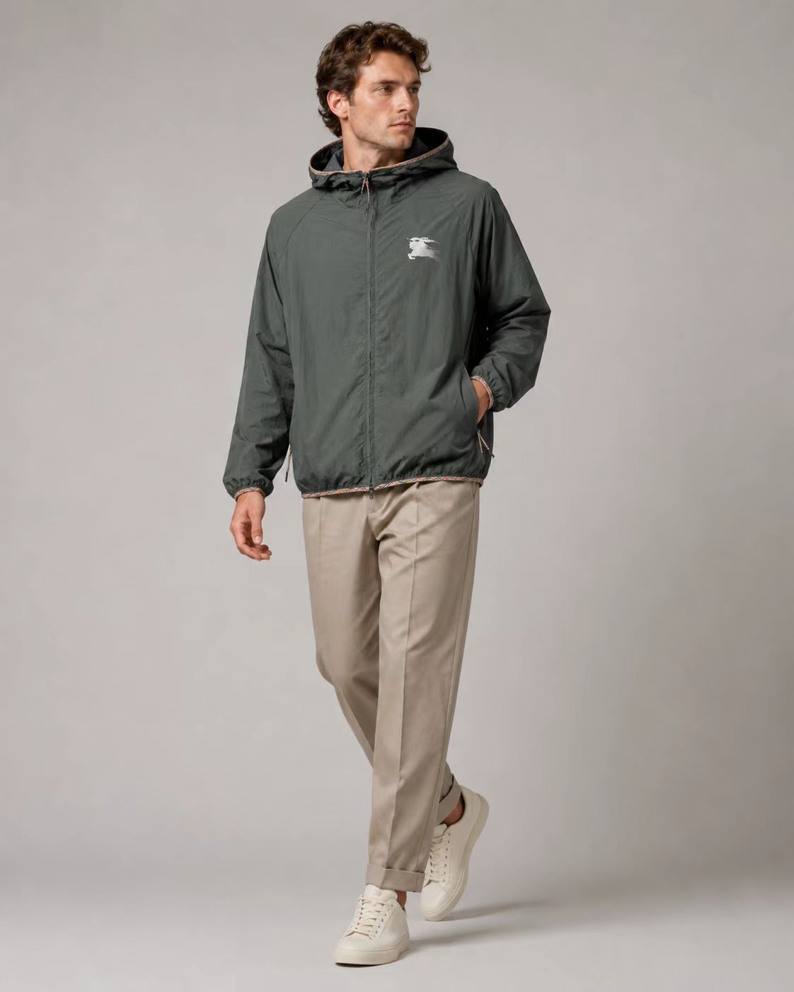 Bur plaid hooded jacket