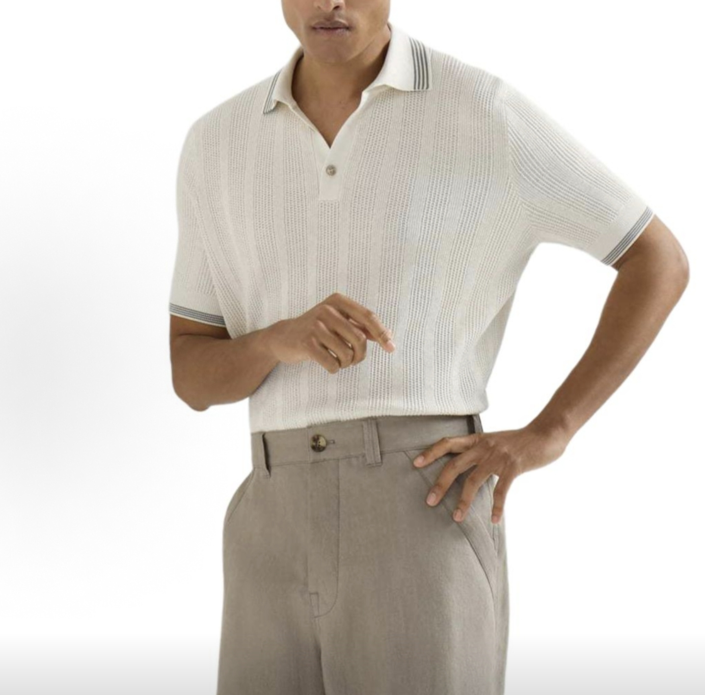 Brunello striped collar Polo