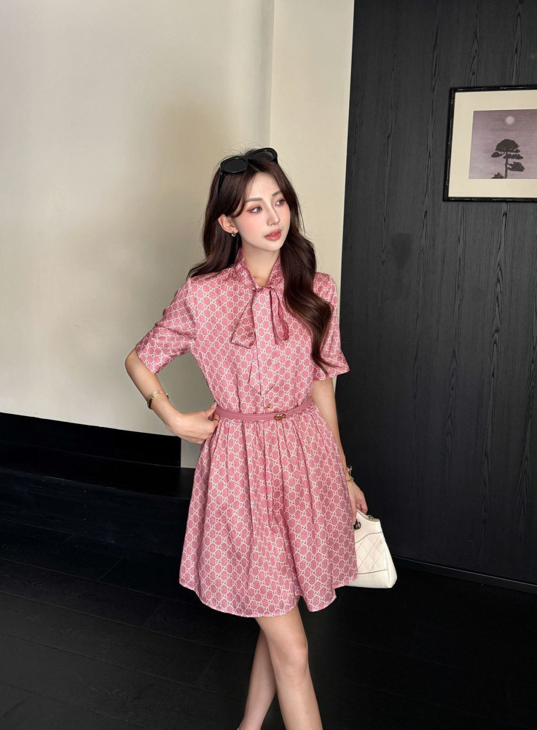 Guc 26ss print ribbon dress