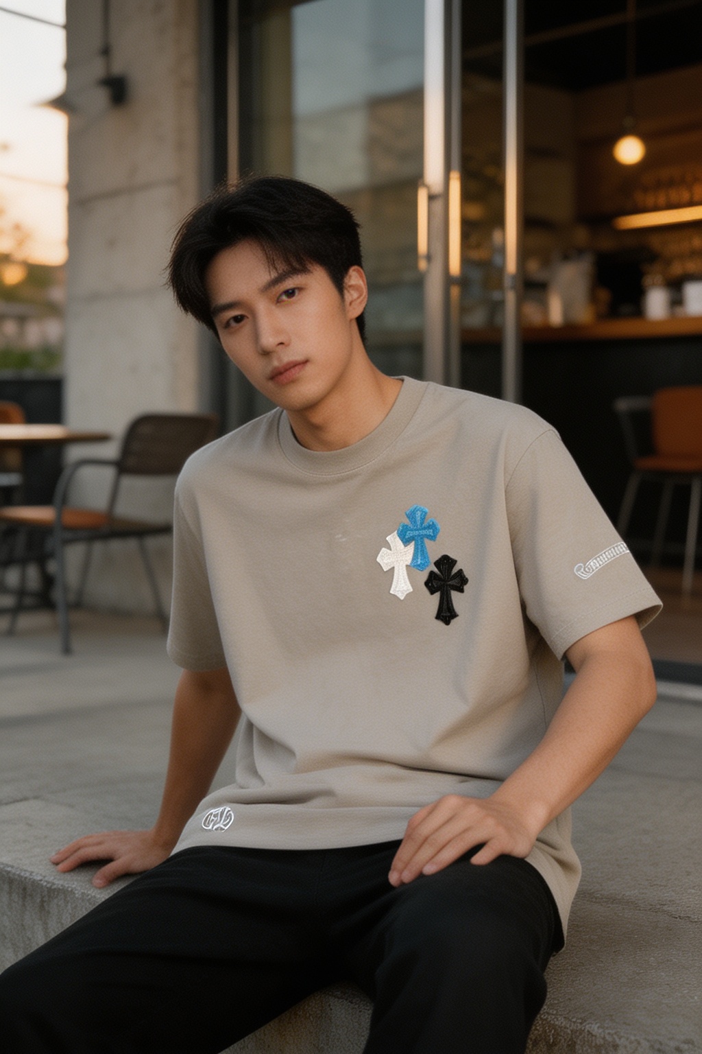 Chrome cross patch t-shirt