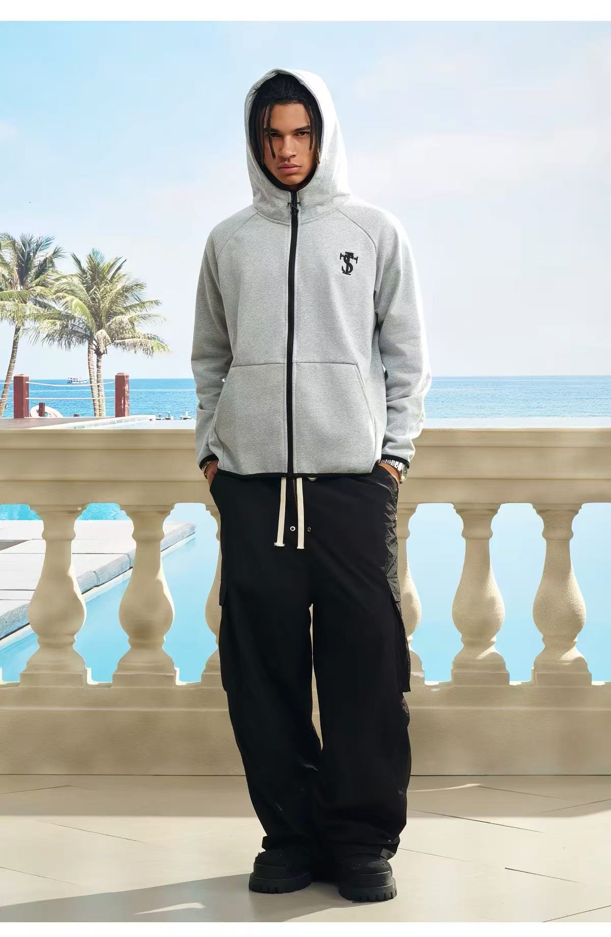 Stk casual zip-up coat