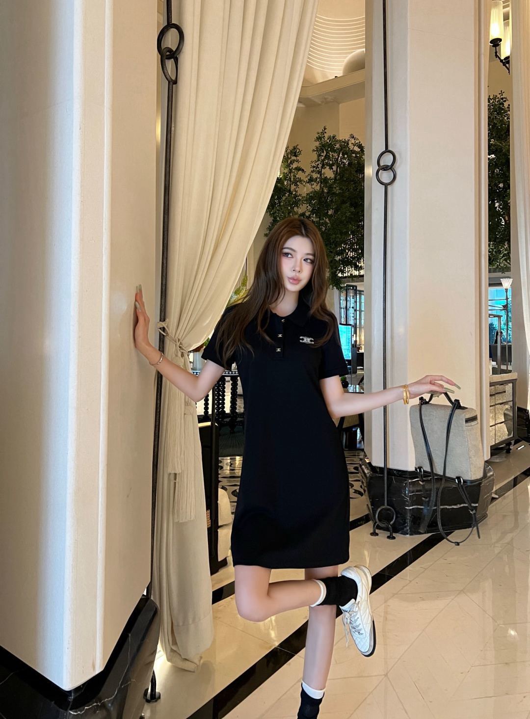Celi 26ss embroidery polo dress