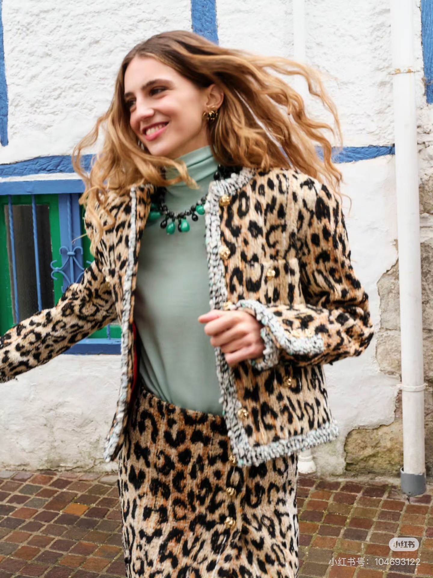 Chan 26fw leopard jacquard woven jacket