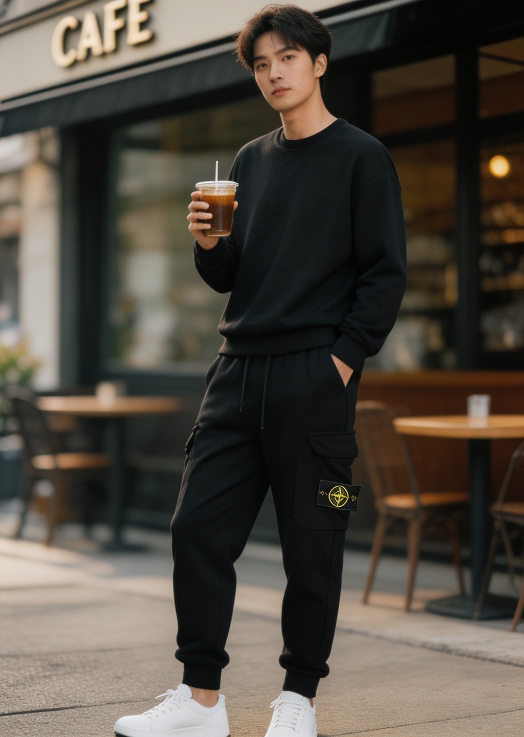 Stone logo badge pants