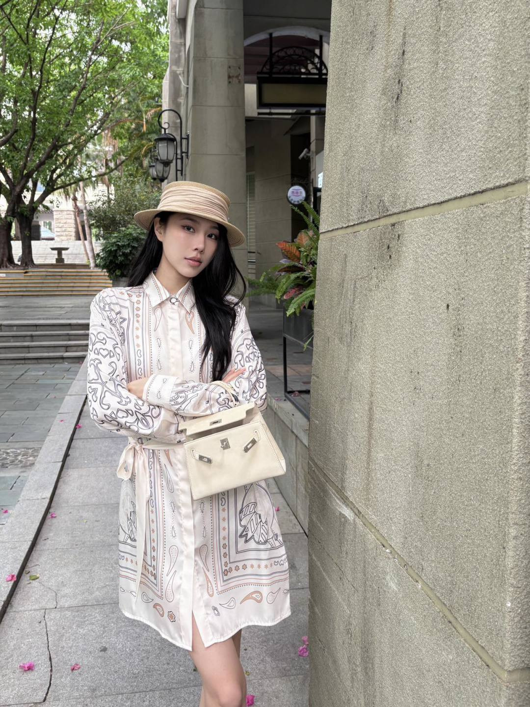 Herm 26ss print belted dress