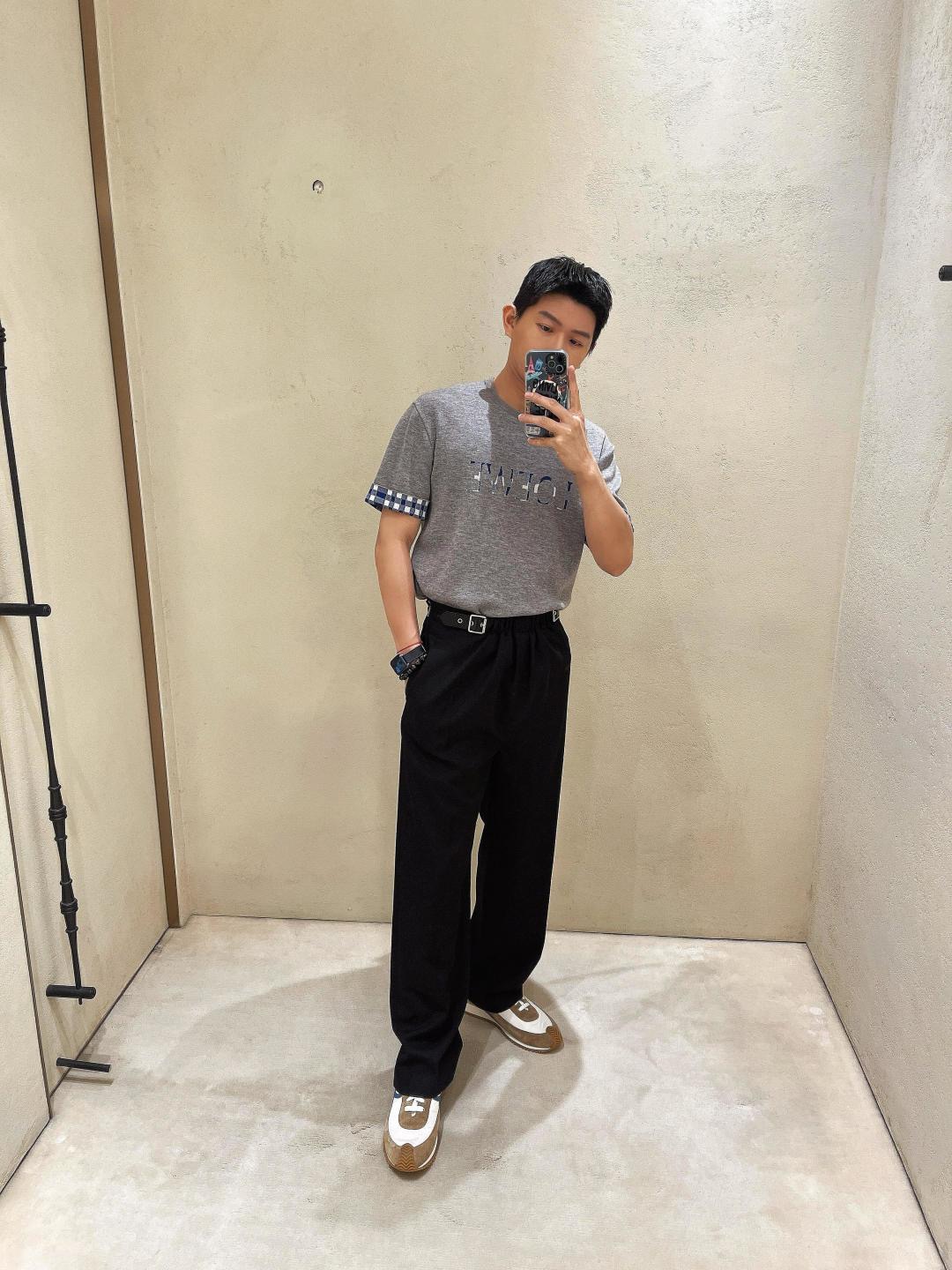 Loe plaid knit t-shirt