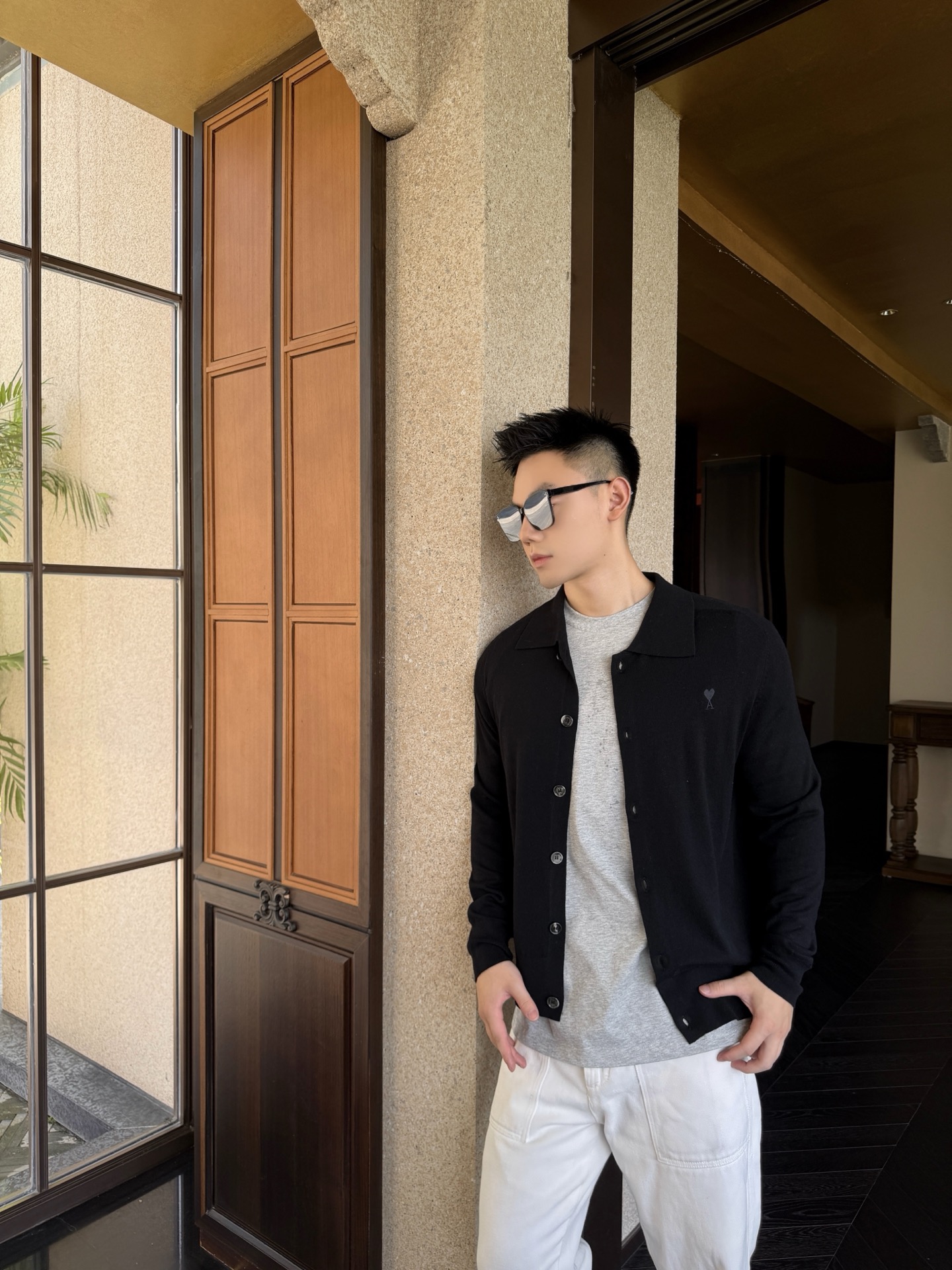 Ami knit wool cardigan