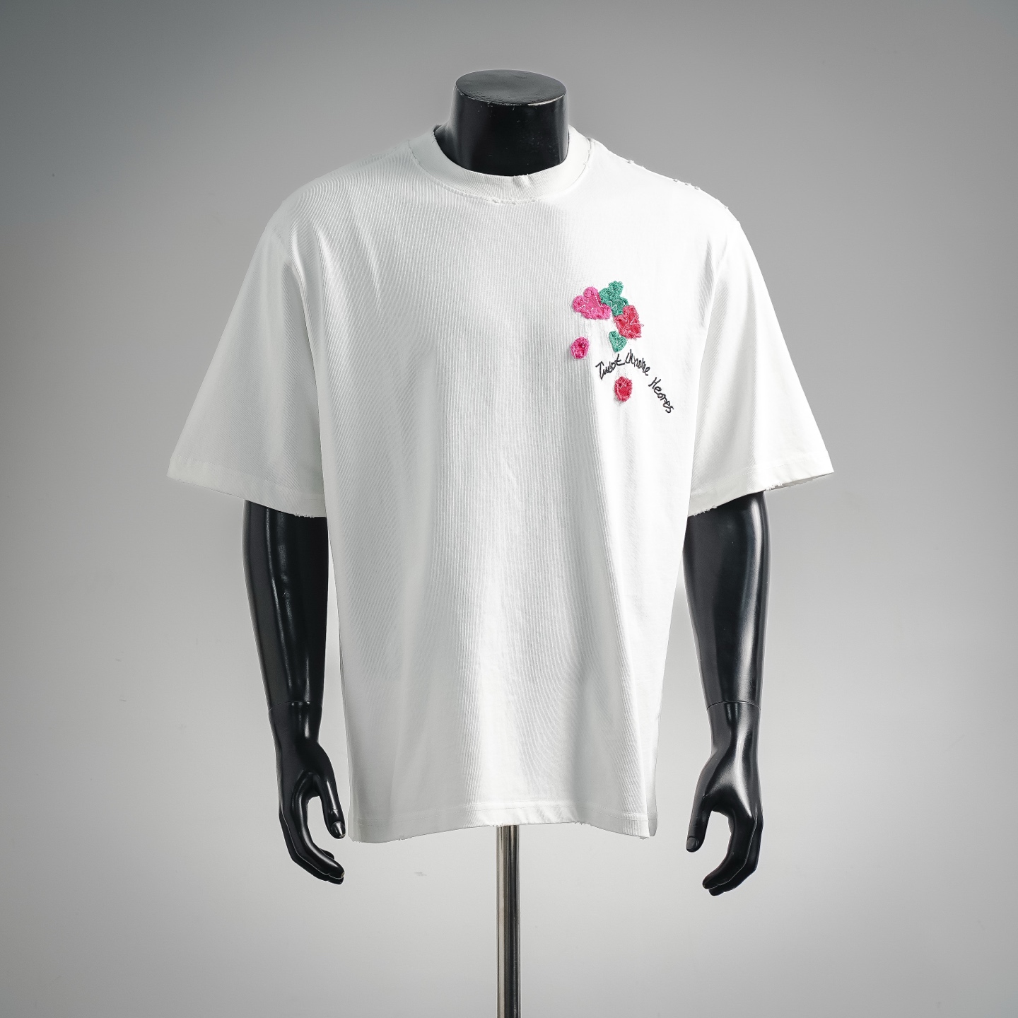 Chrome washed applique t-shirt