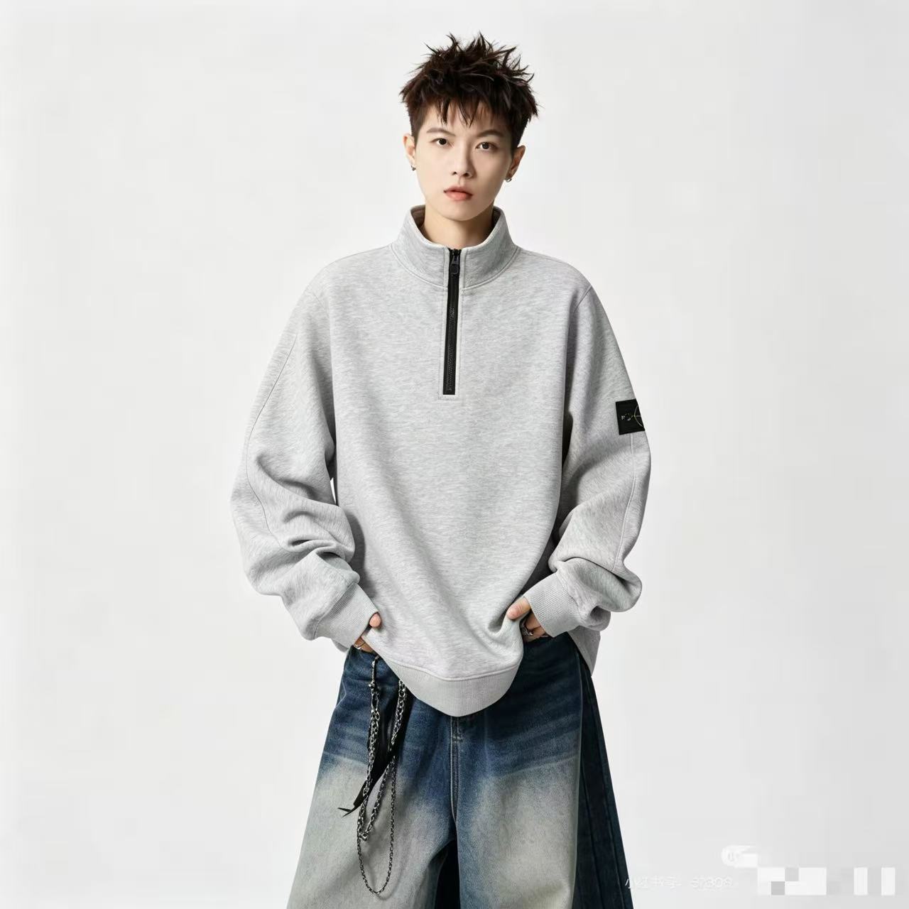 Stone zip-up sweatshirt