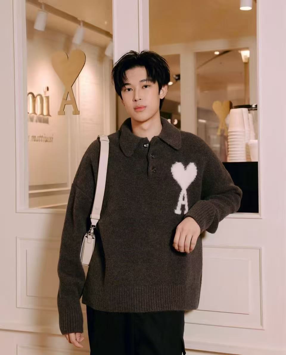 Ami jacquard knit sweater
