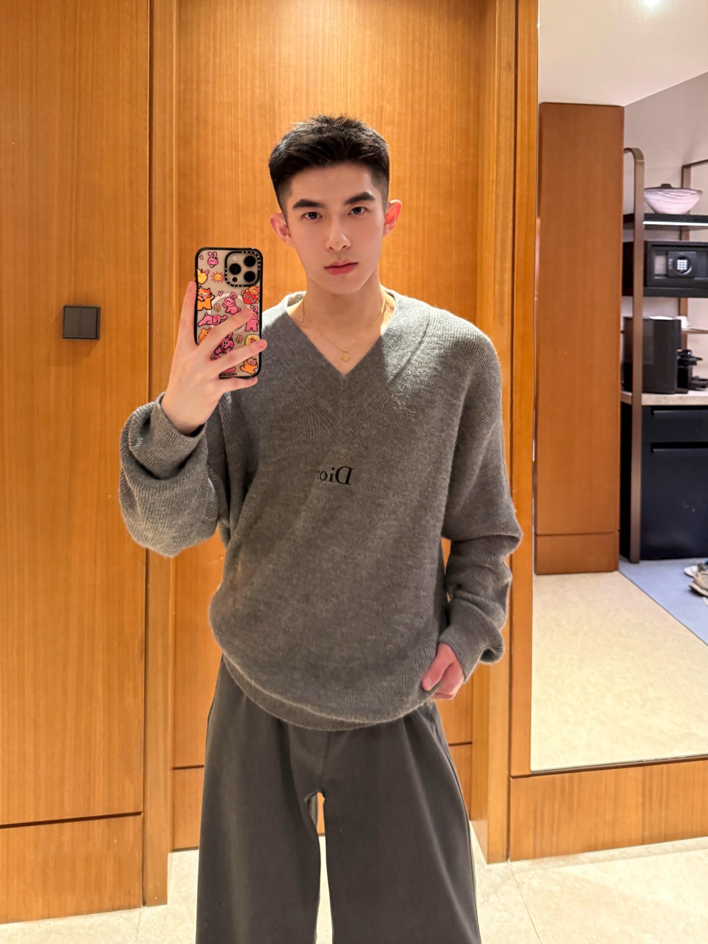 CD embroidered knit sweater