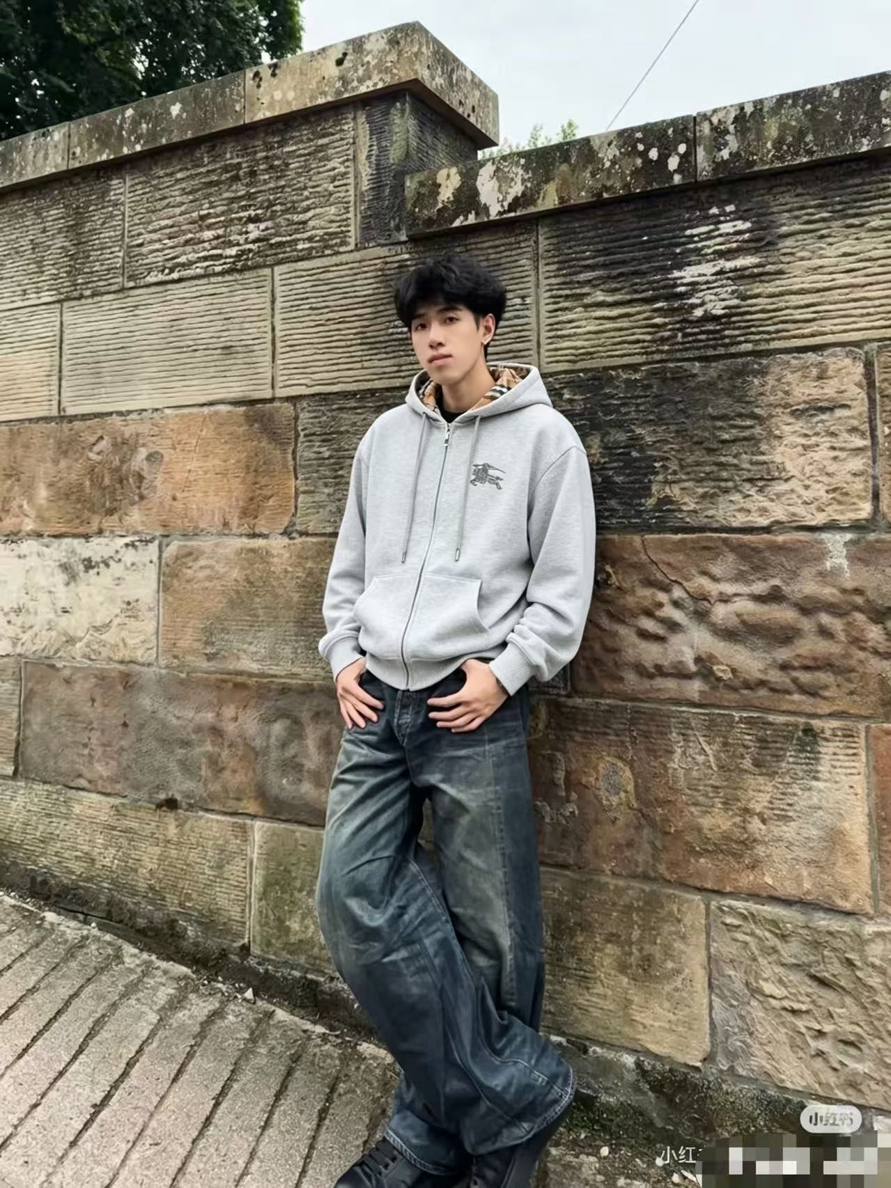Bur zip-up embroidered hoodie