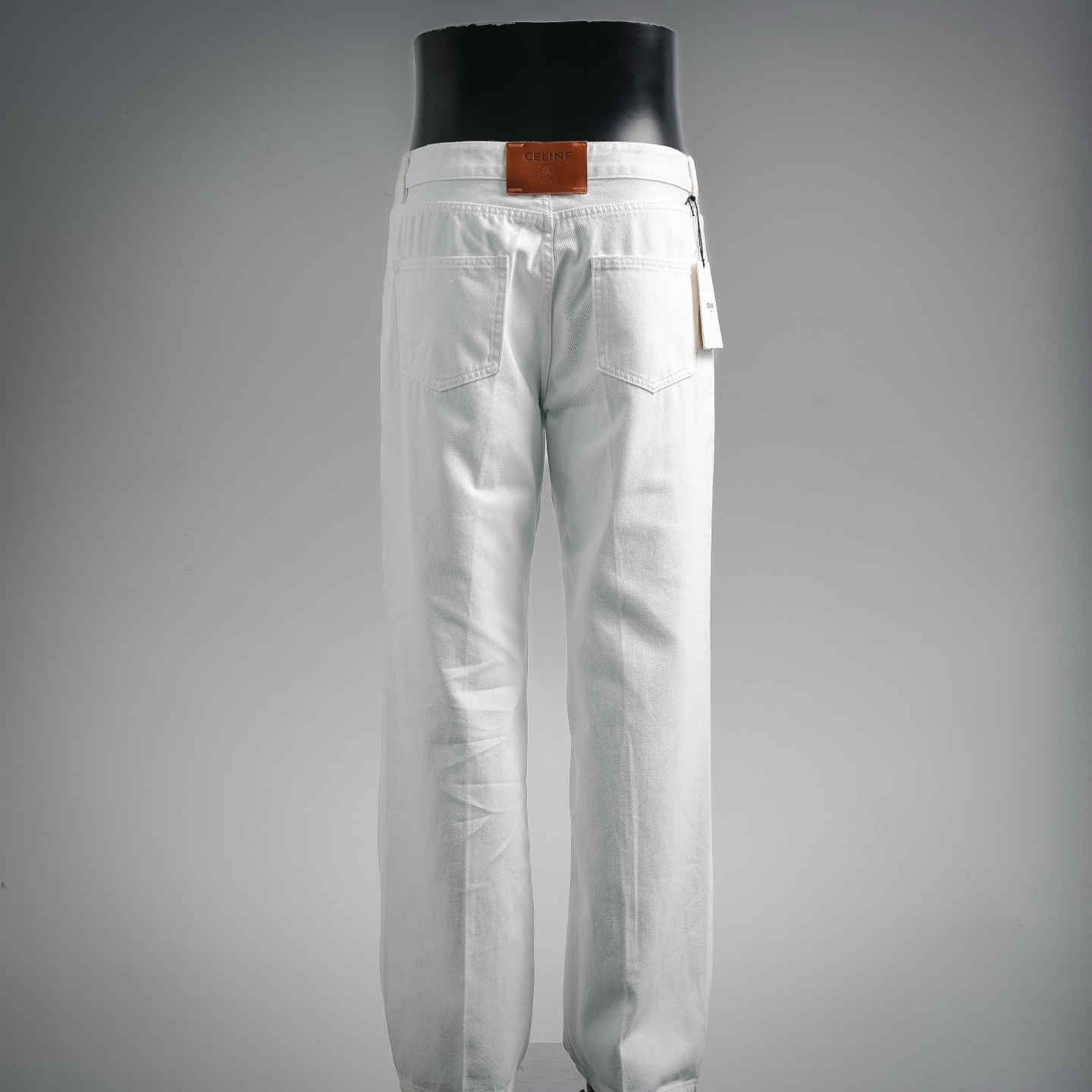 Cel leather patch jeans