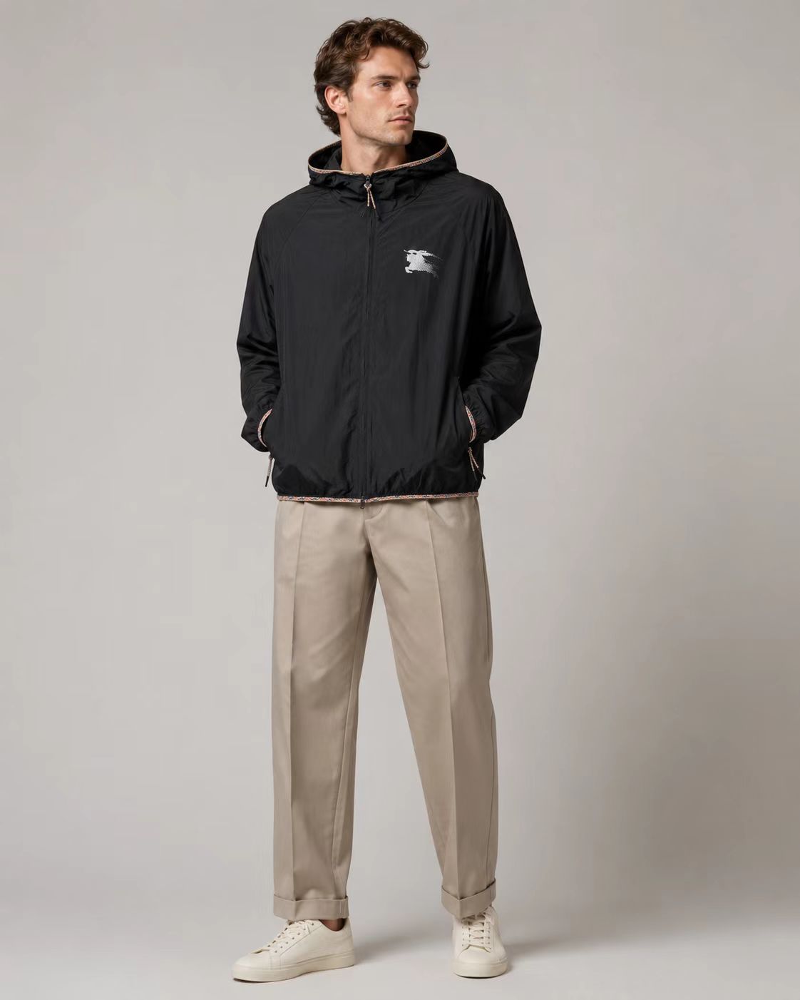 Bur plaid hooded jacket