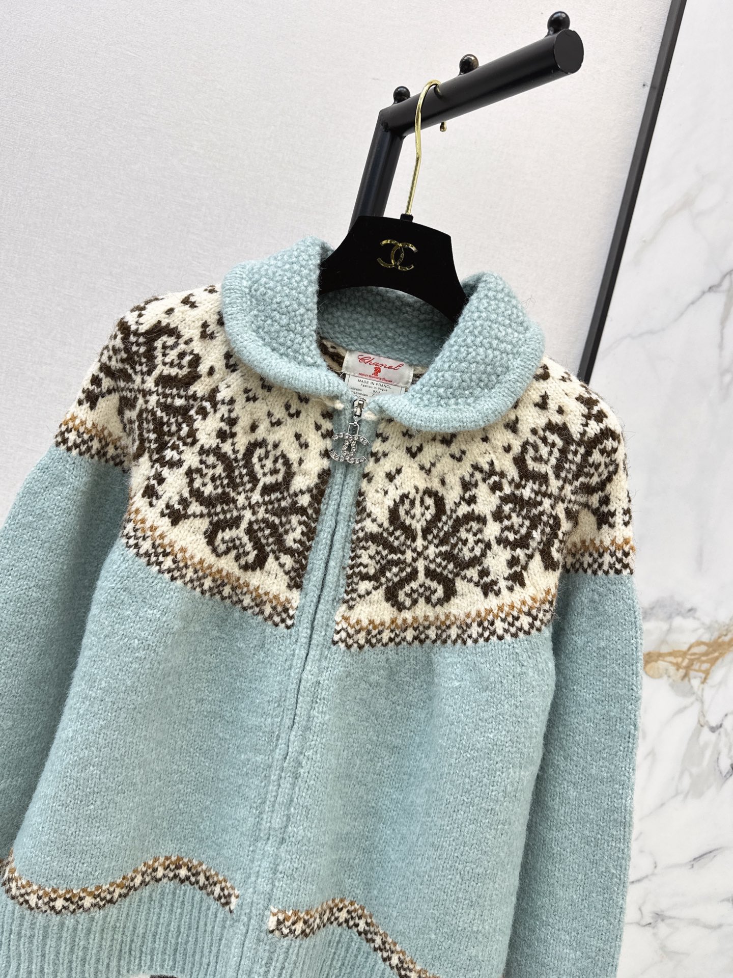 Chan 26fw fair is了zipper knit cardigan