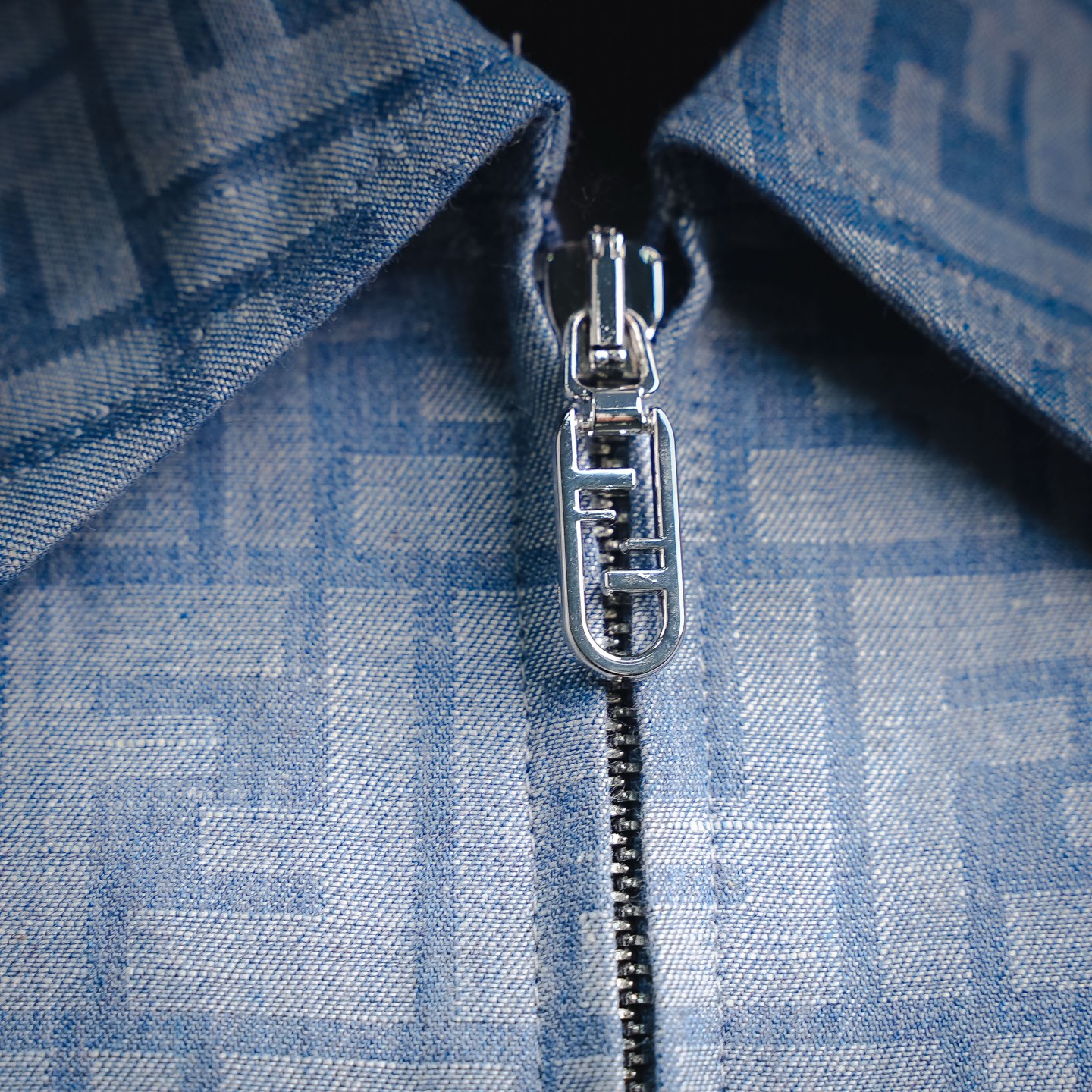 Fend collared zip-up jacket