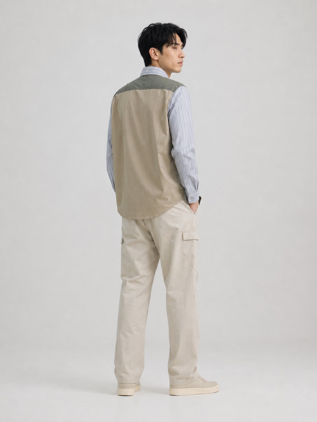 Mon striped zip-up shirts